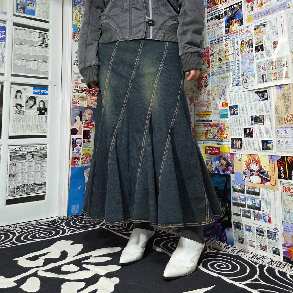 JPN 빈티지 진청 워싱 머메이드 롱스커트 상품이미지1