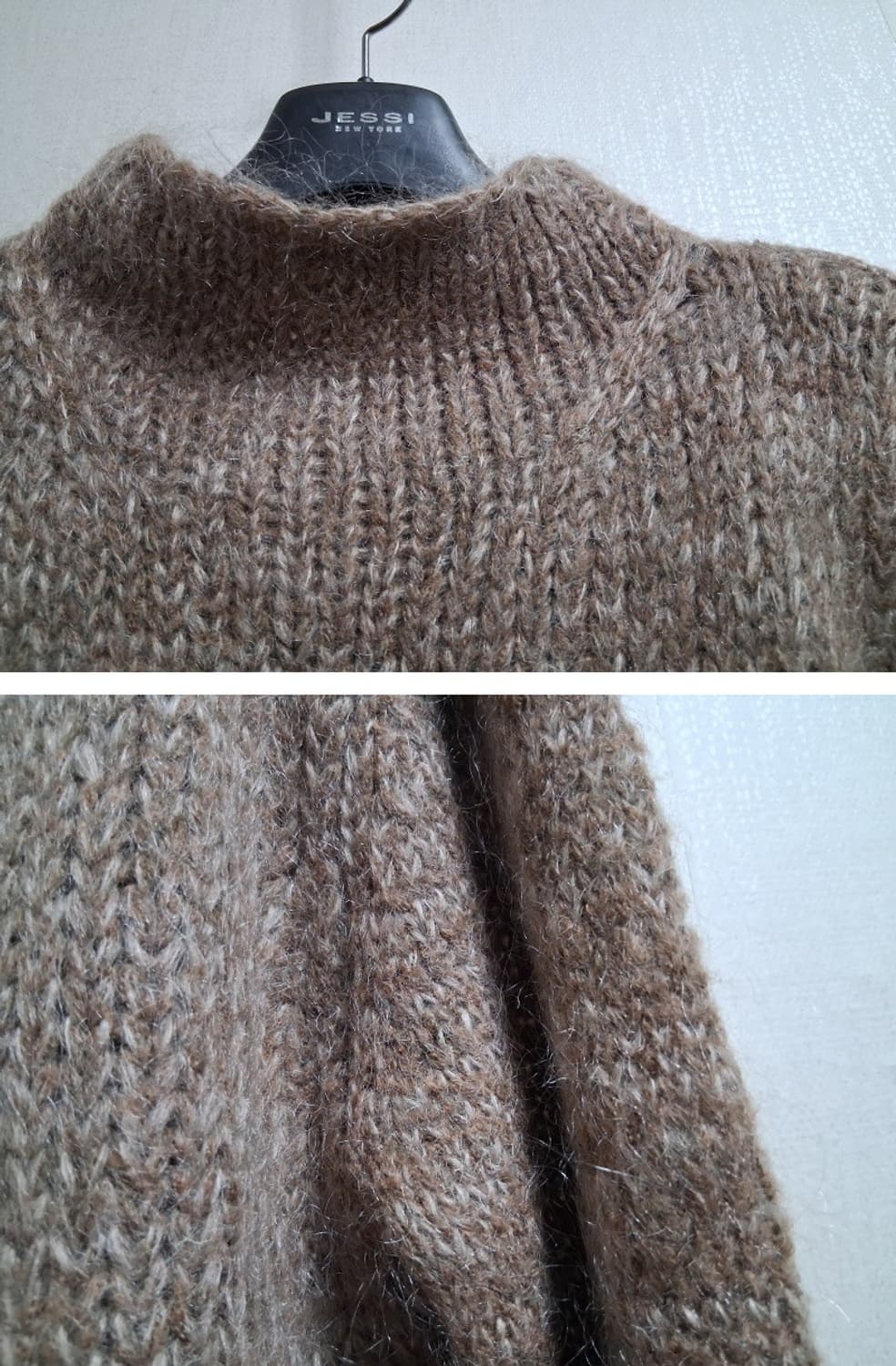 일본빈티지 수입 ALSEINE 짙은 모카컬러 모헤야 울니트 66고품질 부 상품이미지3