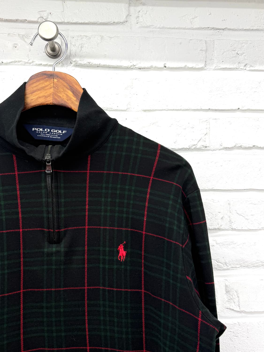 폴로 골프  그린레드 체크 반집업 롱슬리브 상품이미지4