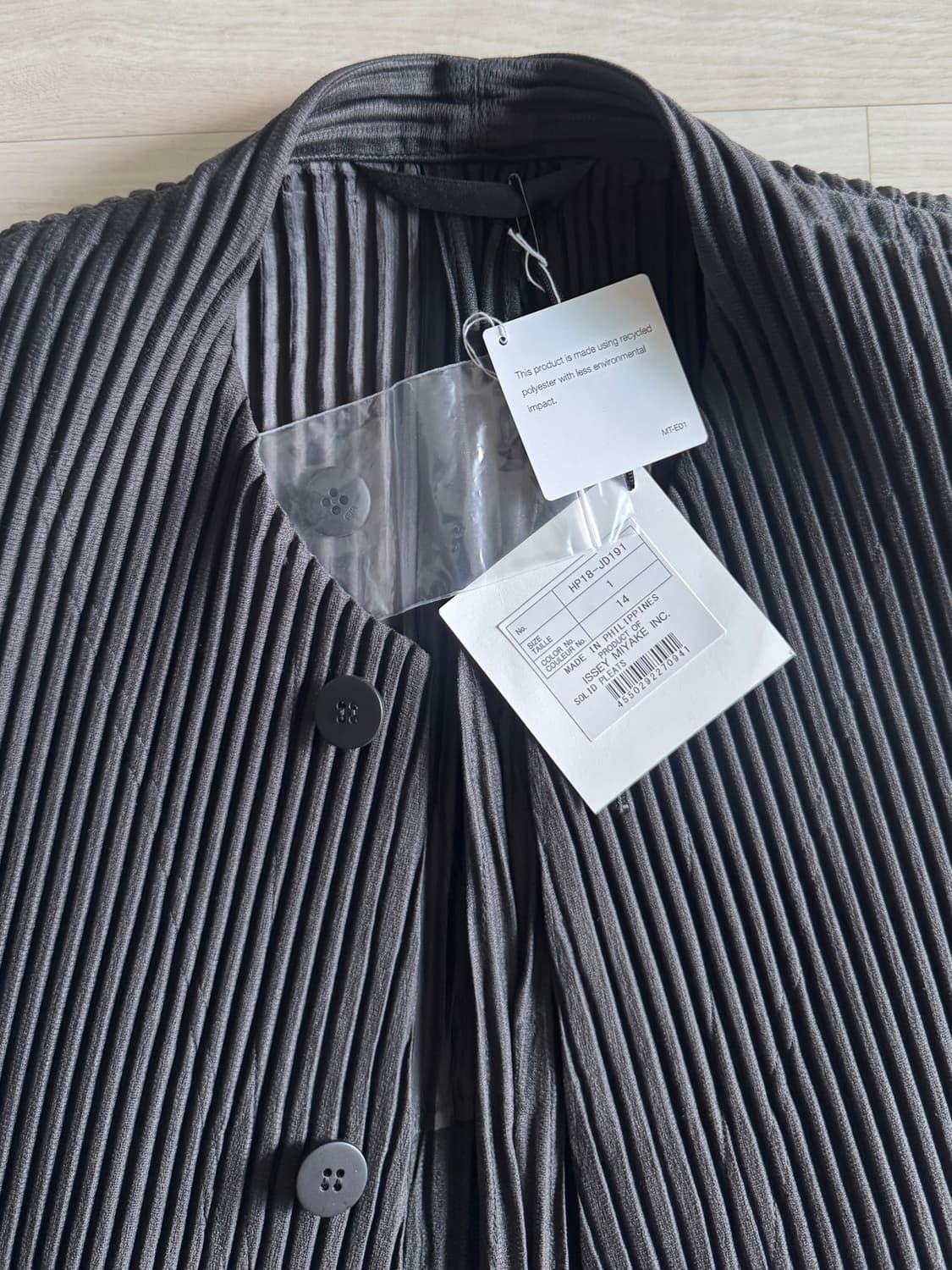 옴므플리세 솔리드 락 자켓 JD191 차콜 그레이 1사이즈 상품이미지6