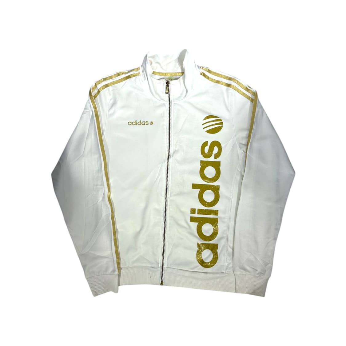 아디다스 화이트 골드 빅 로고 삼선 트랙탑 져지 M 상품이미지2