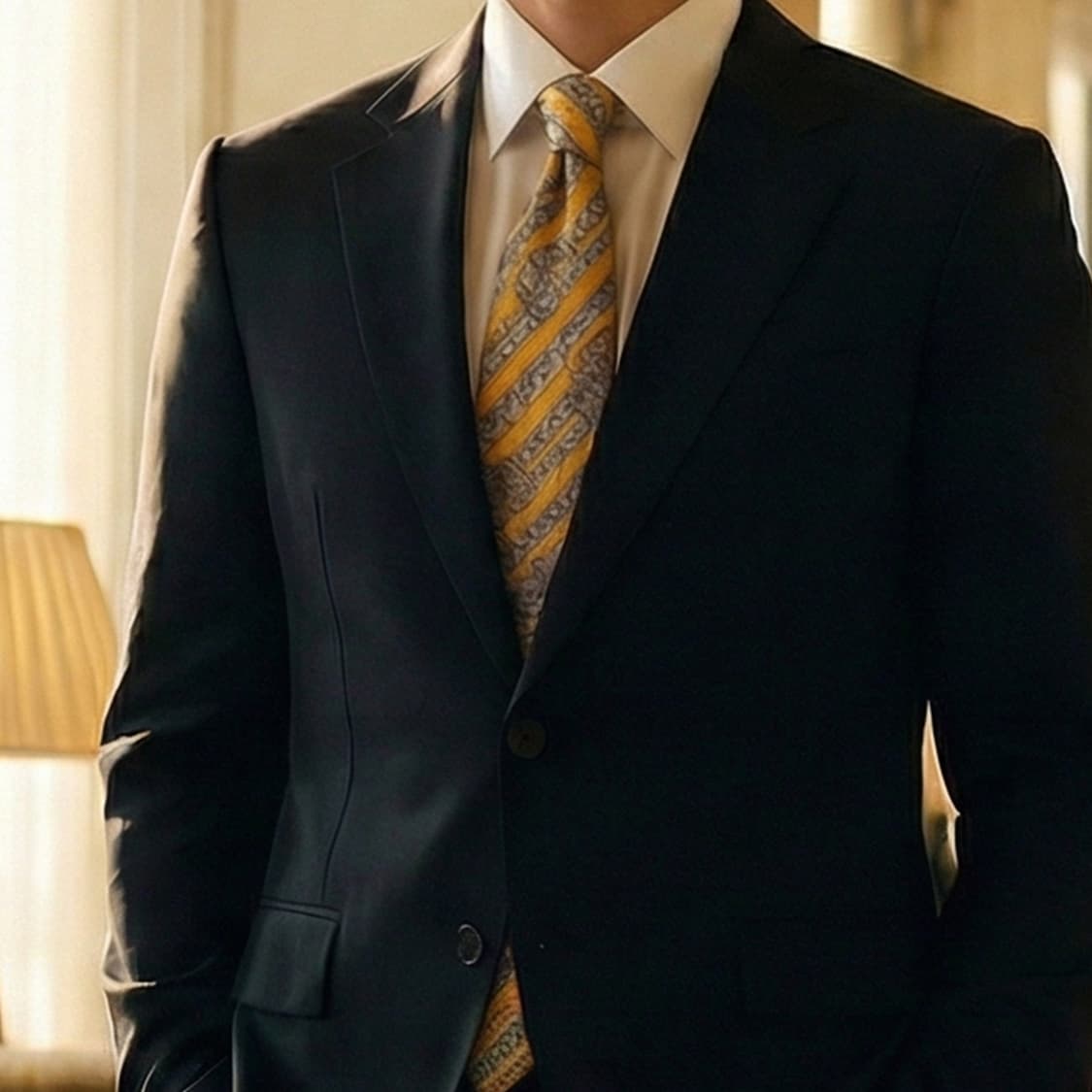 프린치피오 실크 옐로우 레지멘탈 넥타이 10.2cm A+등급 K1705
 상품이미지1