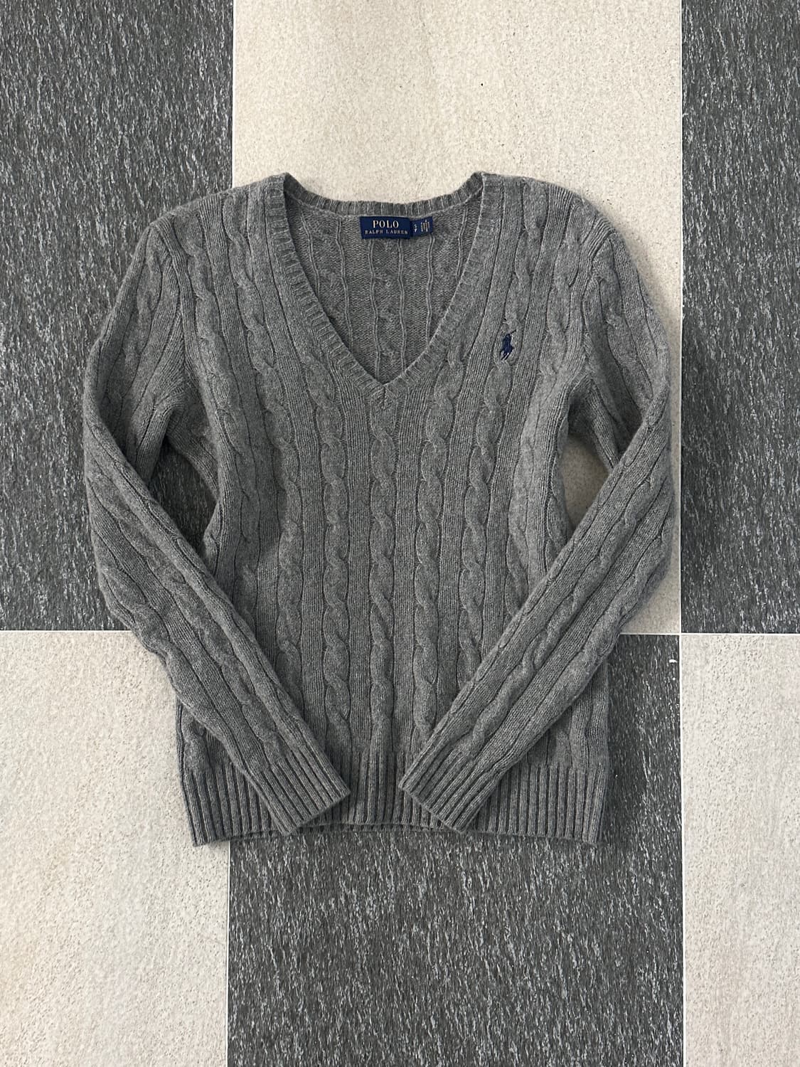 폴로 랄프로렌 그레이 울 캐시미어 케이블 니트  상품이미지1