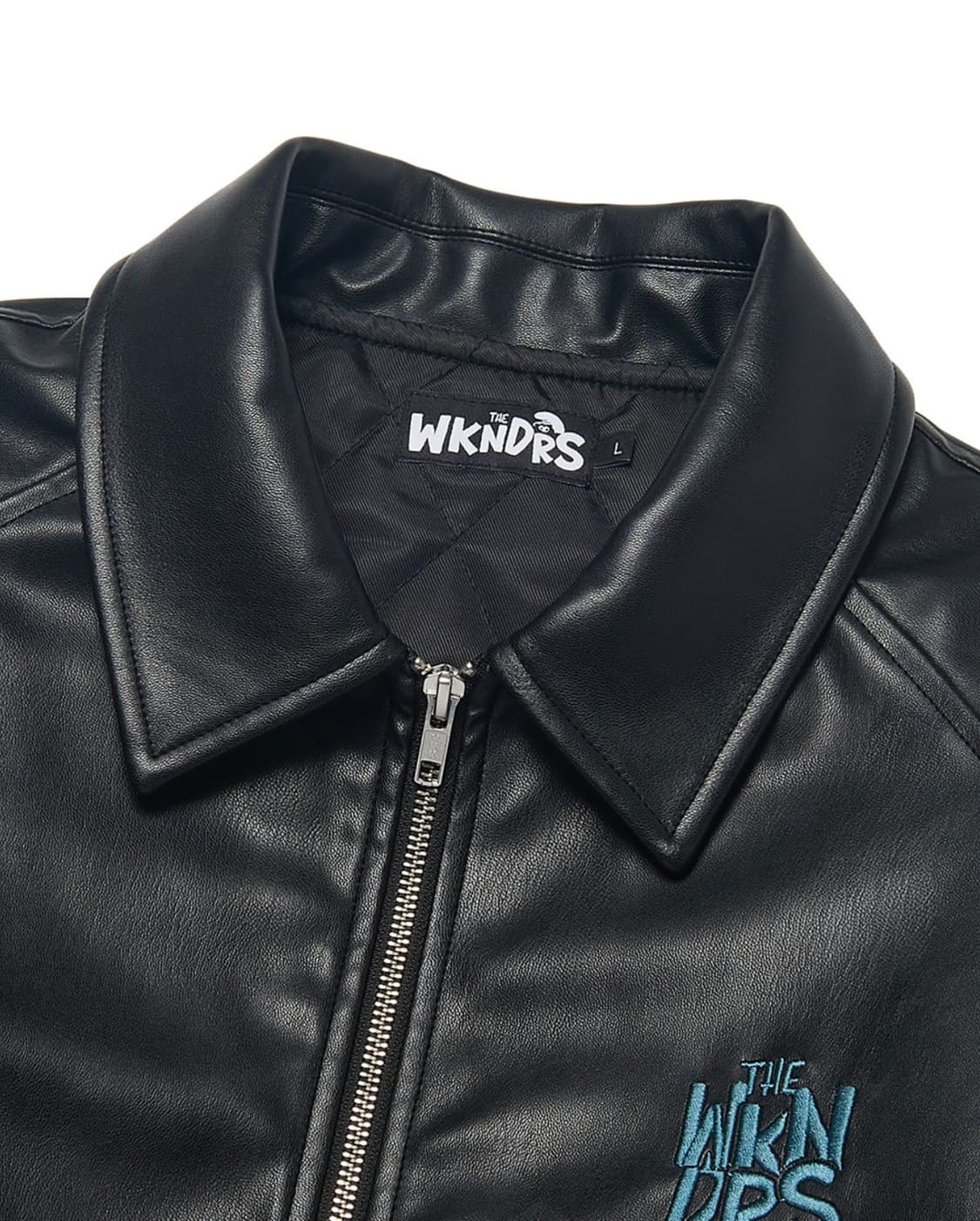 레더 위에 스머프? WKNDRS 스머프 그래픽 레더 자켓 M 상품이미지4