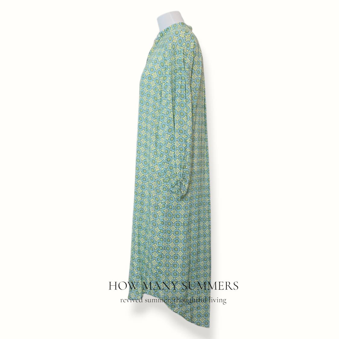 패턴 셔츠 롱 원피스 36 그린 옐로우 레이온 로브 robe 상품이미지3