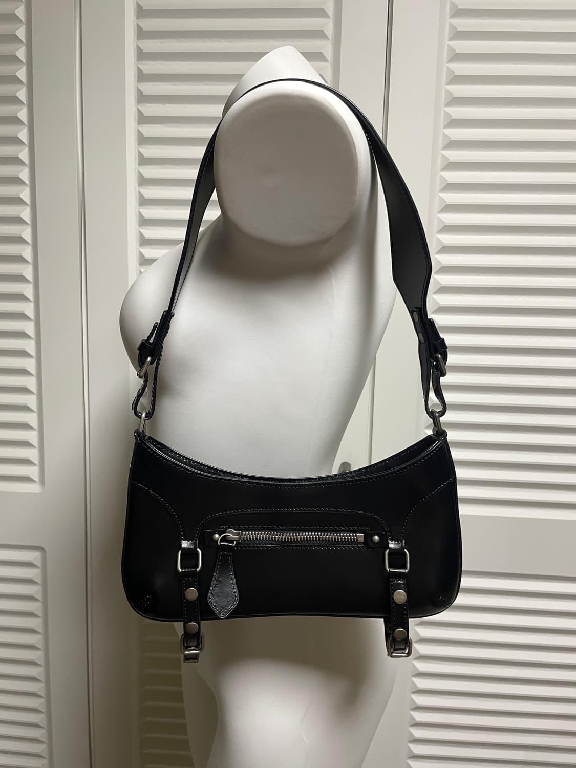 Open Yy Garter Belt Leather Bag Black 상품이미지3