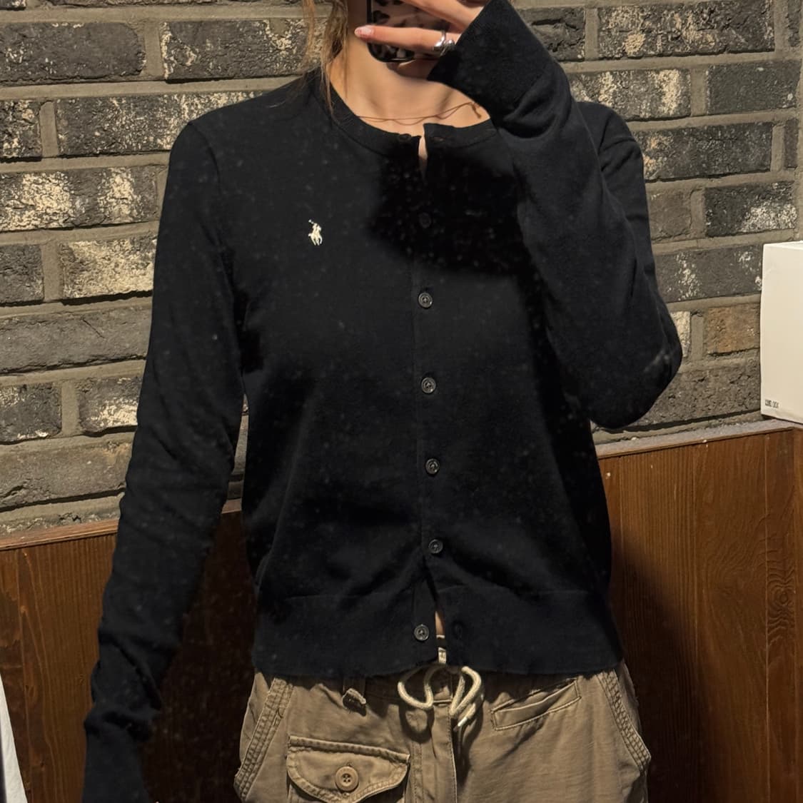 S) 폴로 랄프로렌 코튼 가디건 블랙 상품이미지1