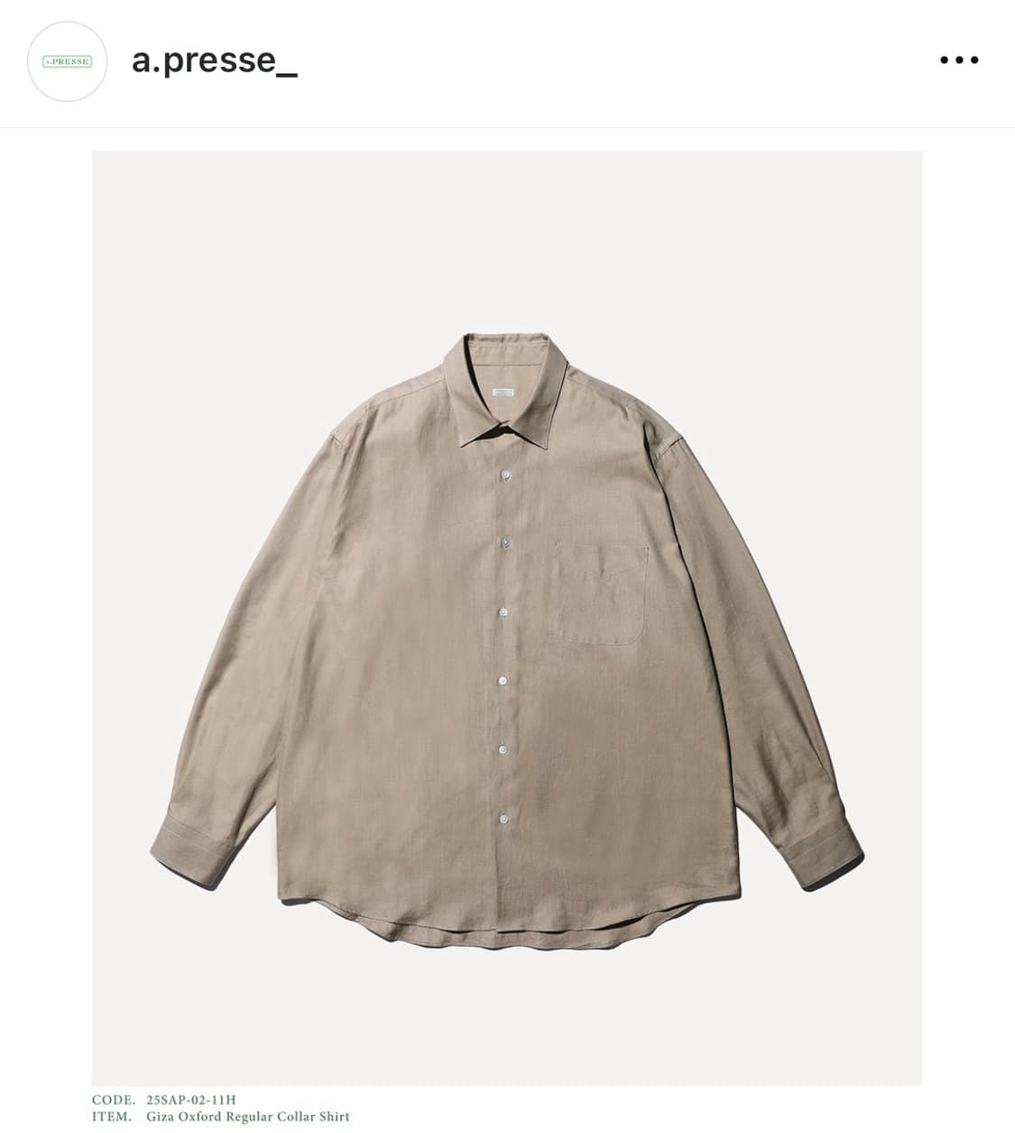오늘만 할인 a.presse 아프레쎄 기자코튼 셔츠 2 상품이미지1