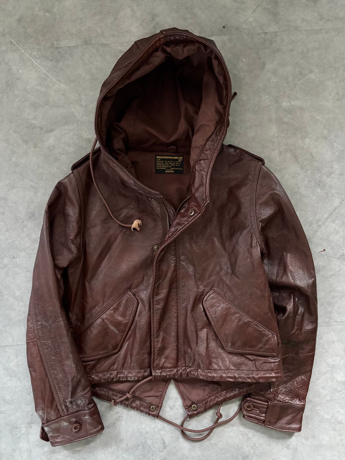 Beams boy 빔즈보이 레드브라운 후디드 소가죽 레더자켓  상품이미지3