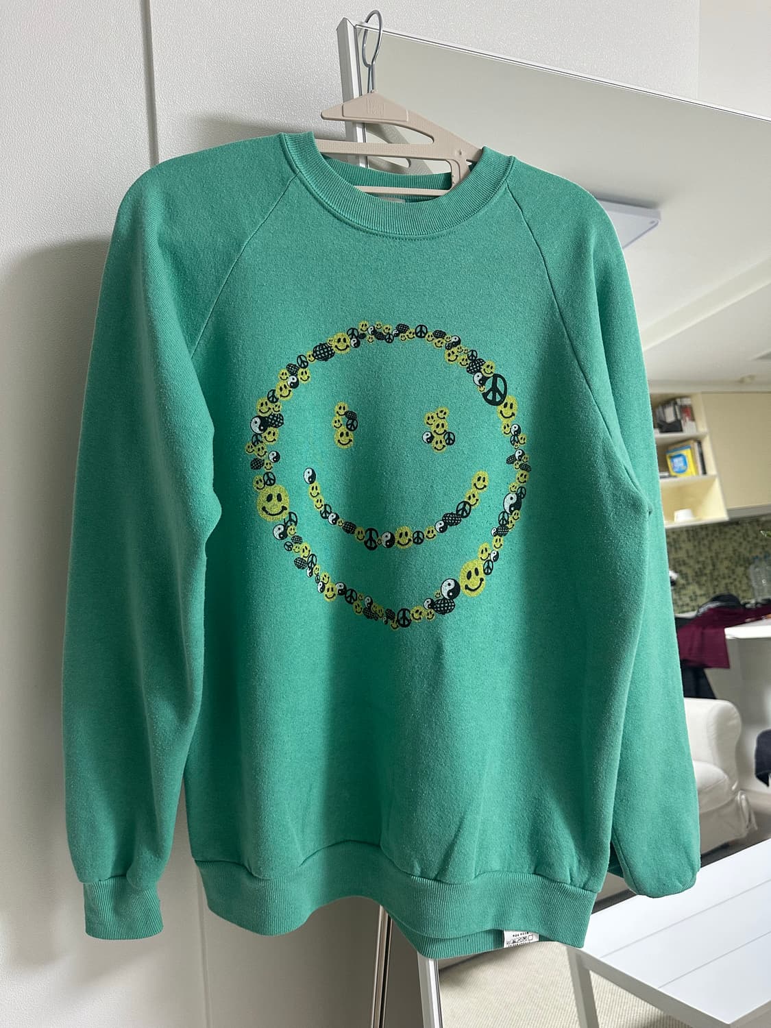 리던 스마일 맨투맨 그린 S 상품이미지1