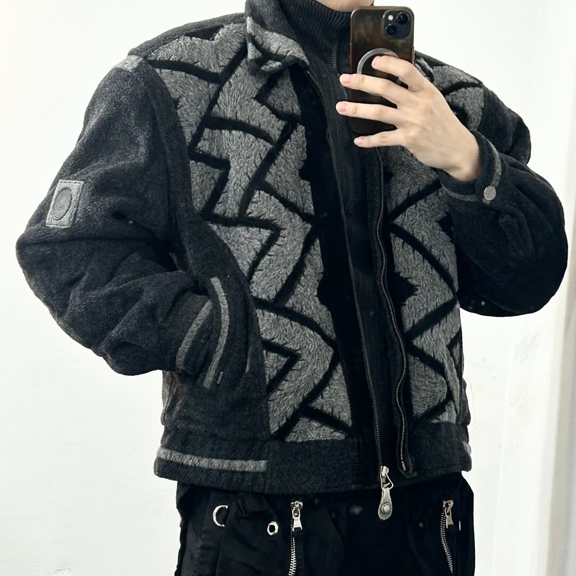 Redox 패턴 모직 봄버 자켓 상품이미지3