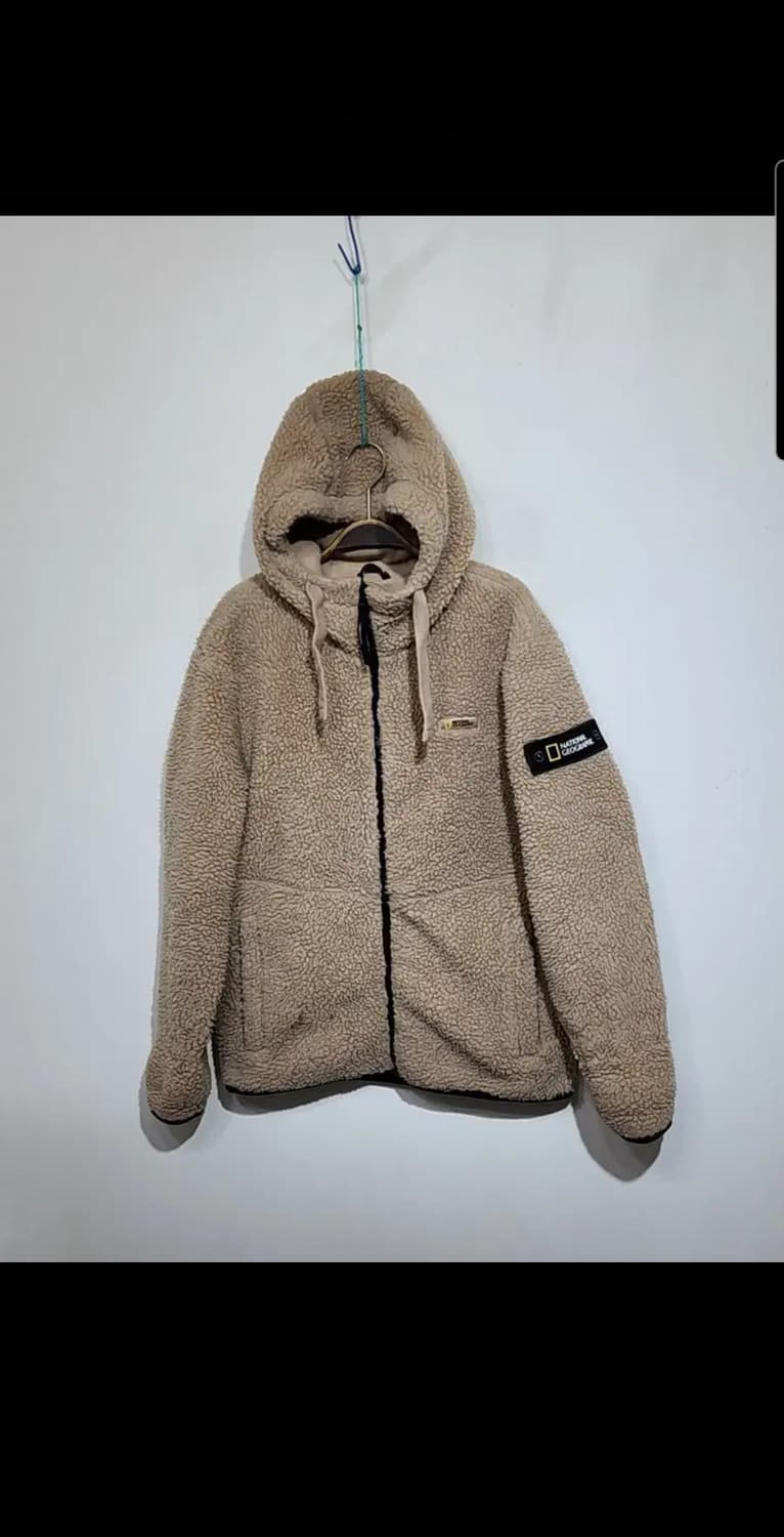 (M) 내셔널지오그래픽 후리스 점퍼 진베이지 뽀글이 플리스 와펜자켓  상품이미지1