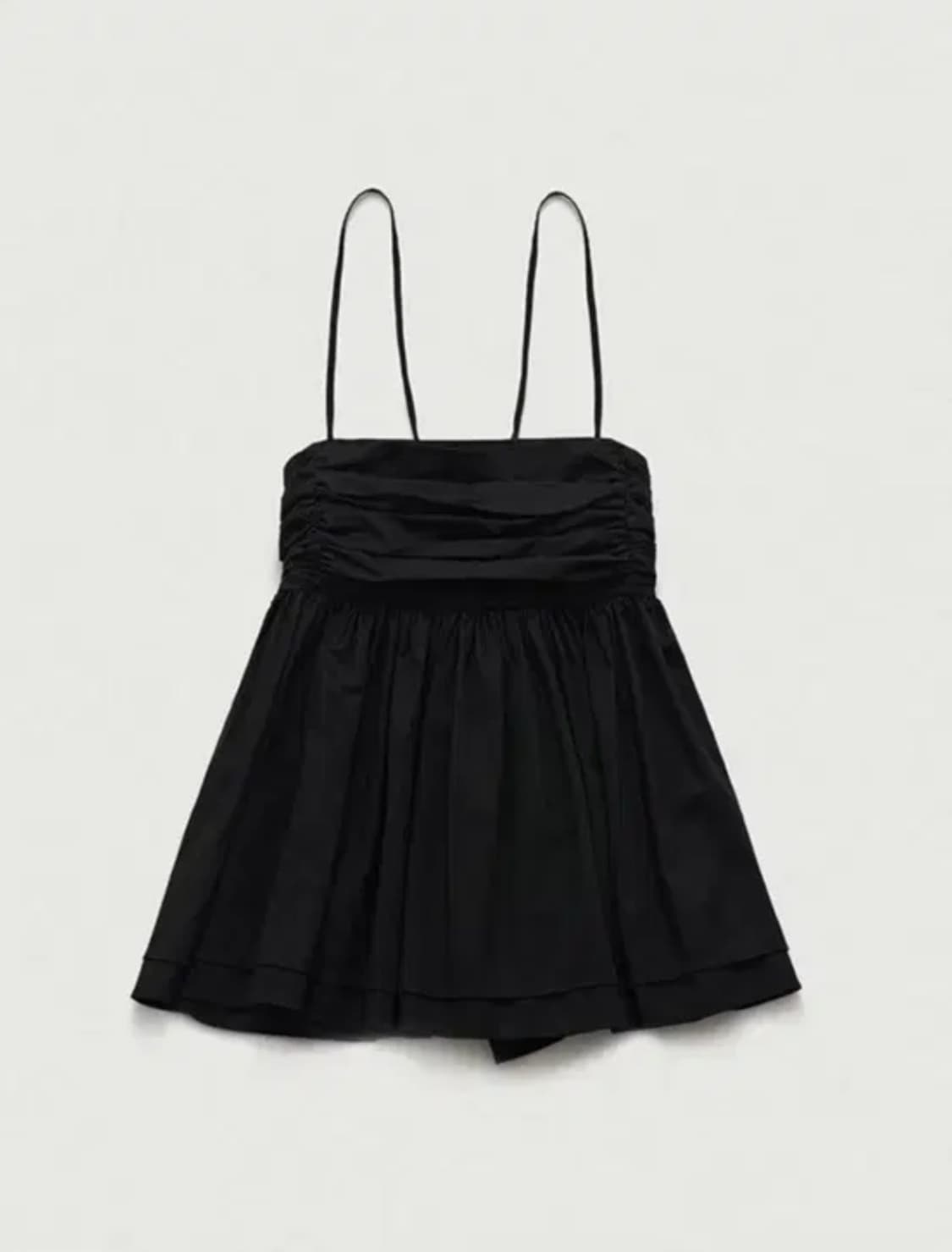 더바넷 Crepe Peplum Sleeveless Top - Black 상품이미지1