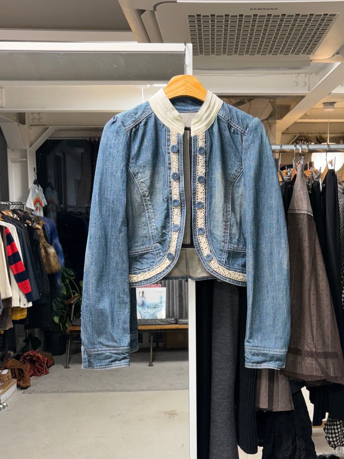 빈티지 나폴레옹 크롭 데님자켓 상품이미지1