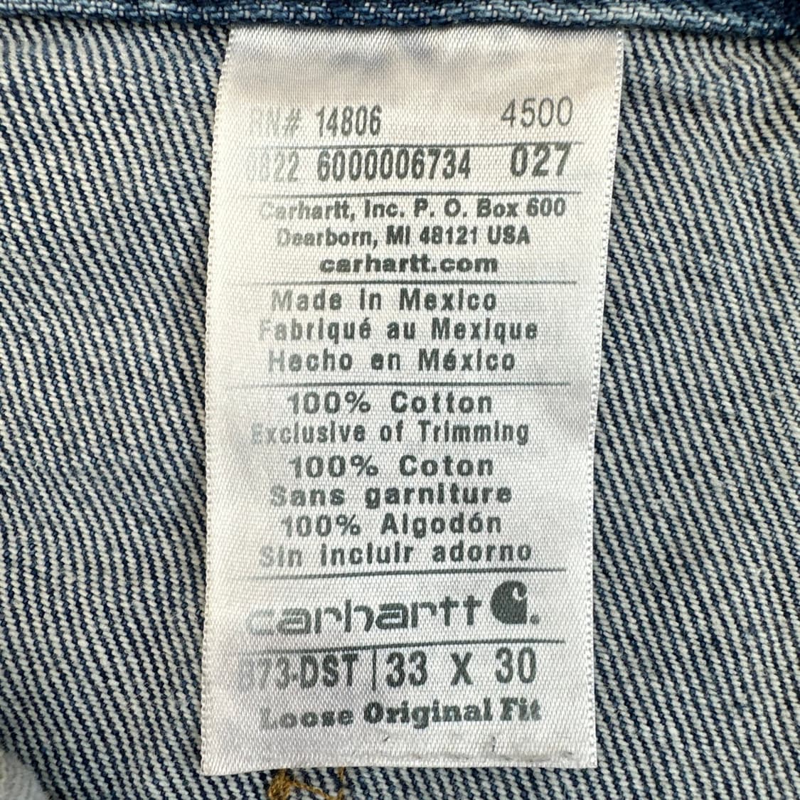 [33X30] 칼하트 B73 DST 더블니 데님 팬츠 루즈 오리지널 핏 상품이미지7