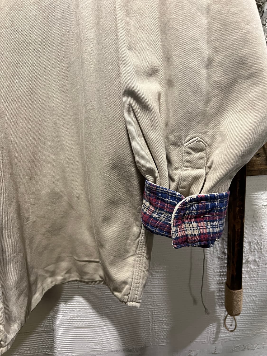 [2XL]90's 칼하트 USA 2포켓 체크 라이닝 아이보리 워크 셔츠 상품이미지4