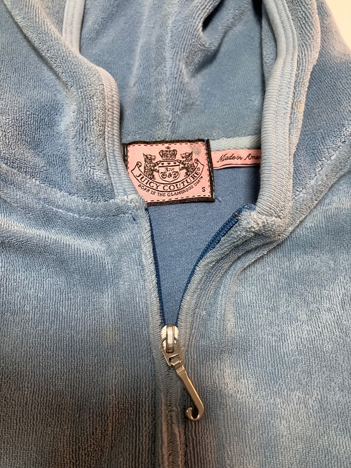 Y2K 쥬시꾸뛰르 하늘색 테리 집업 후디 Juicy Couture 상품이미지3