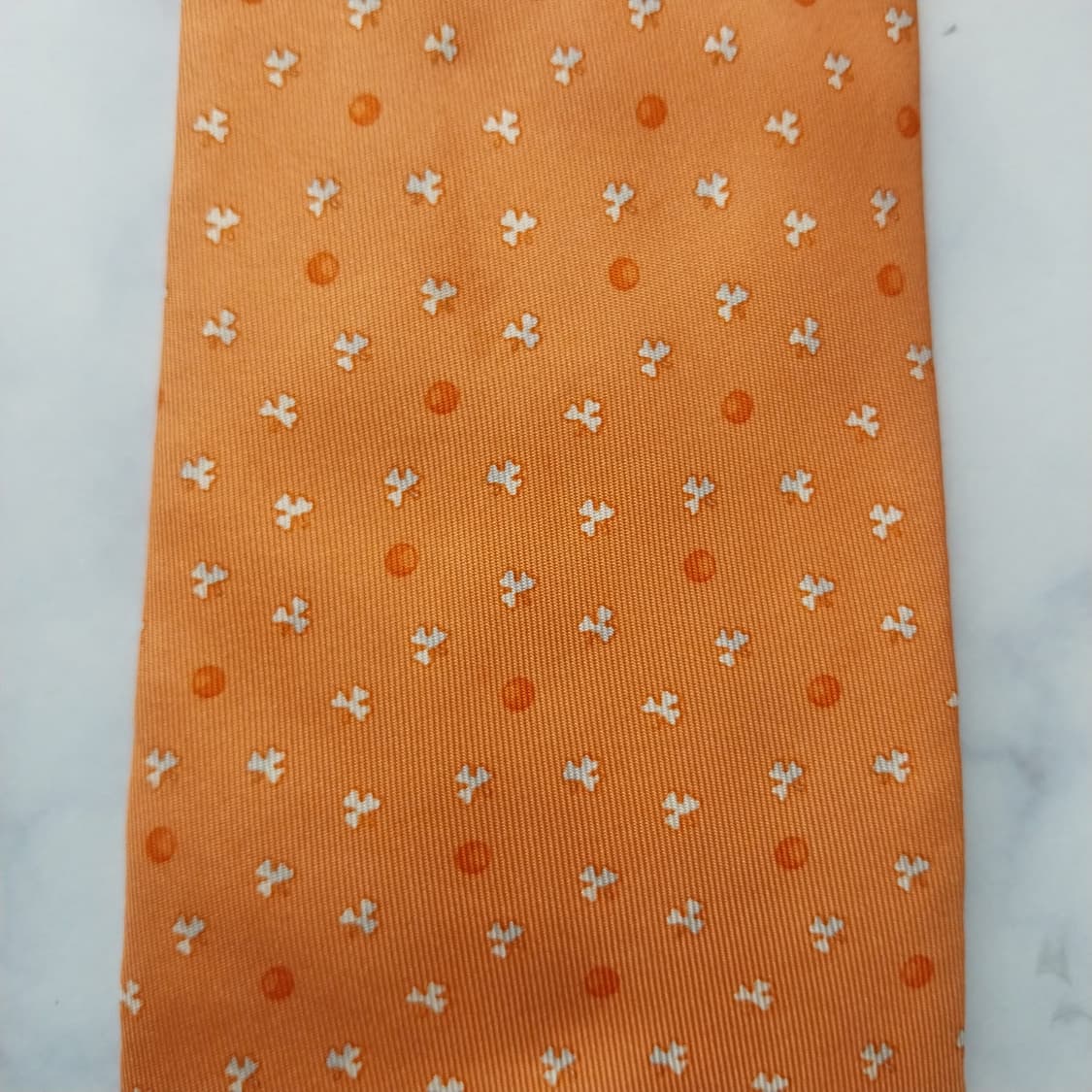 살바토레 페라가모 실크 오렌지 패턴 넥타이 9.6cm A등급 K2025 상품이미지6