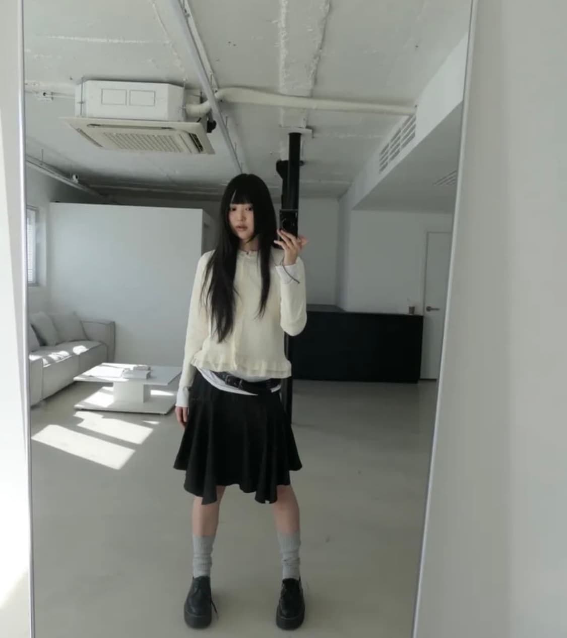 세이지 블루 미디스커트  상품이미지3