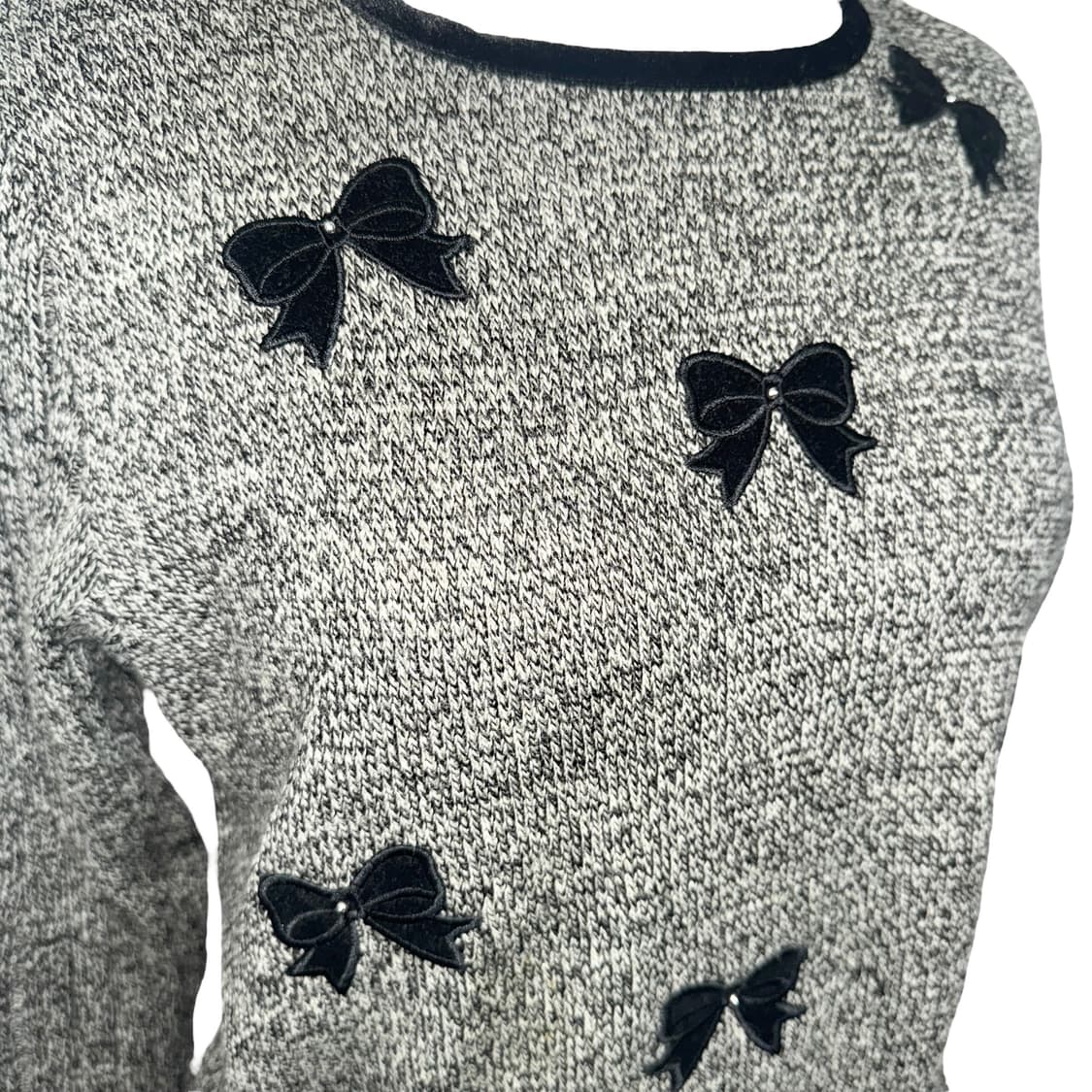 Delicate Grey Ribbon Knit Top 상품이미지4