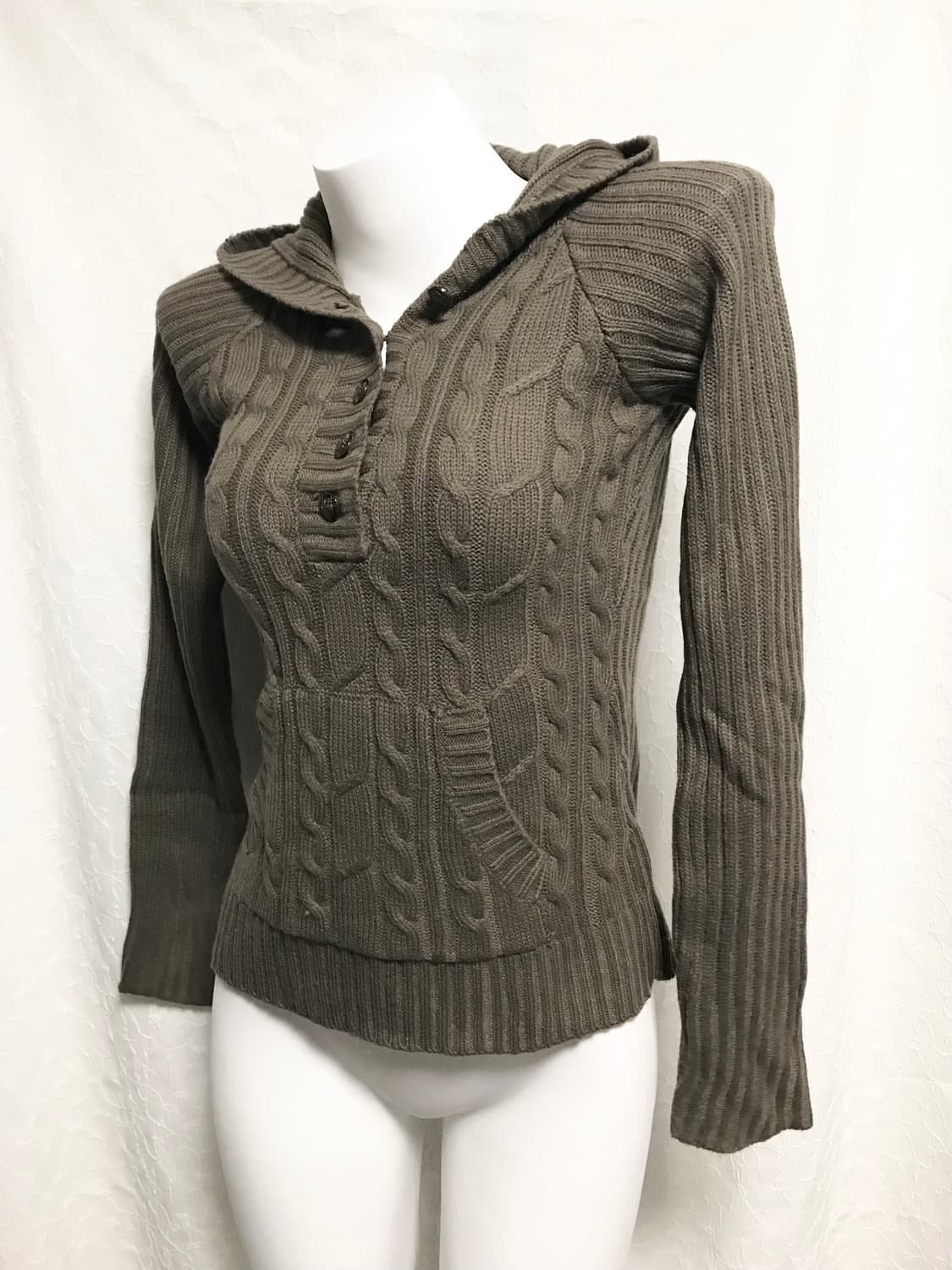 빈티지 cornflake 00s y2k 버튼 니트 후드 롱슬리브 탑 상품이미지2