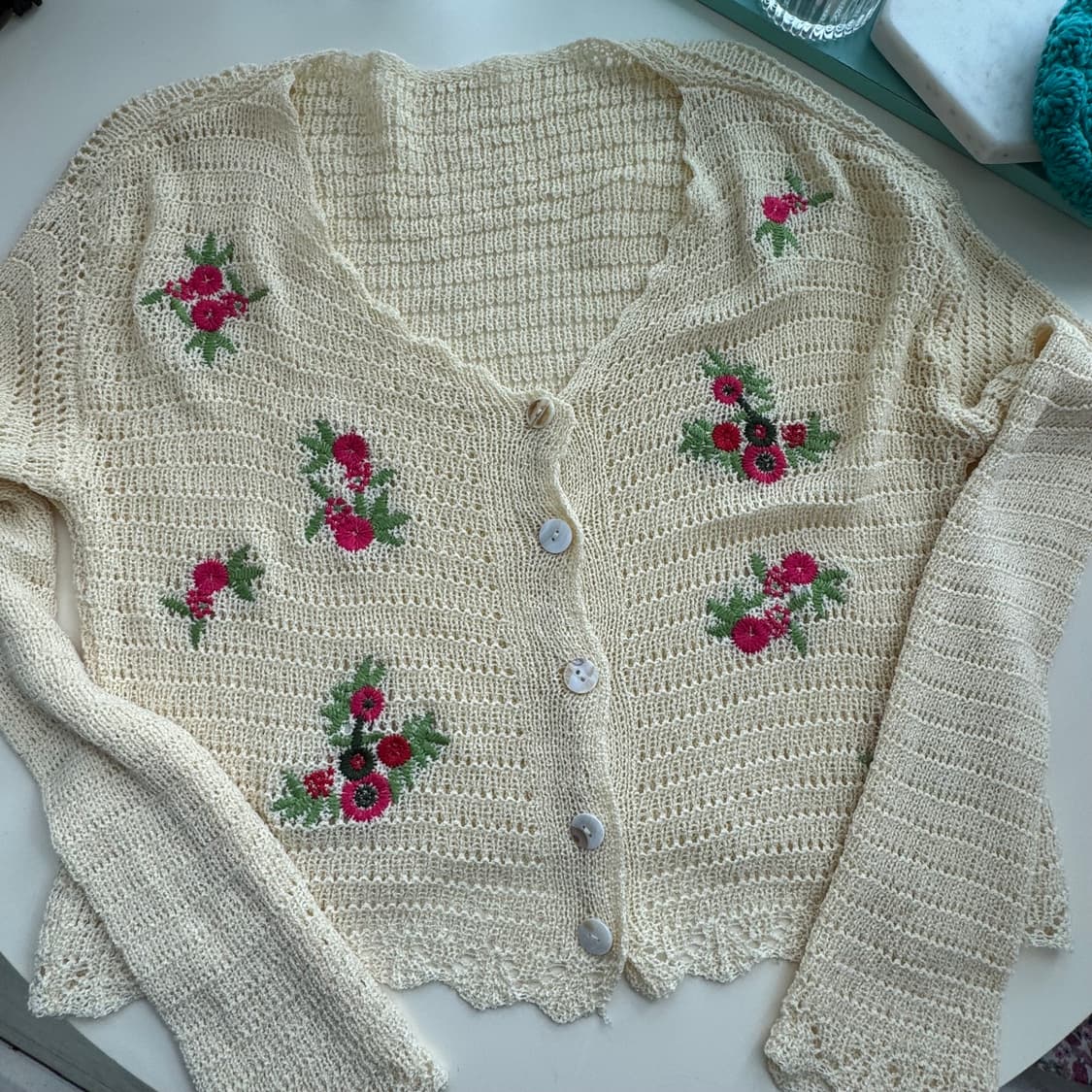 꽃자수 니트 가디건 S 모리걸 빈티지스타일 상품이미지7