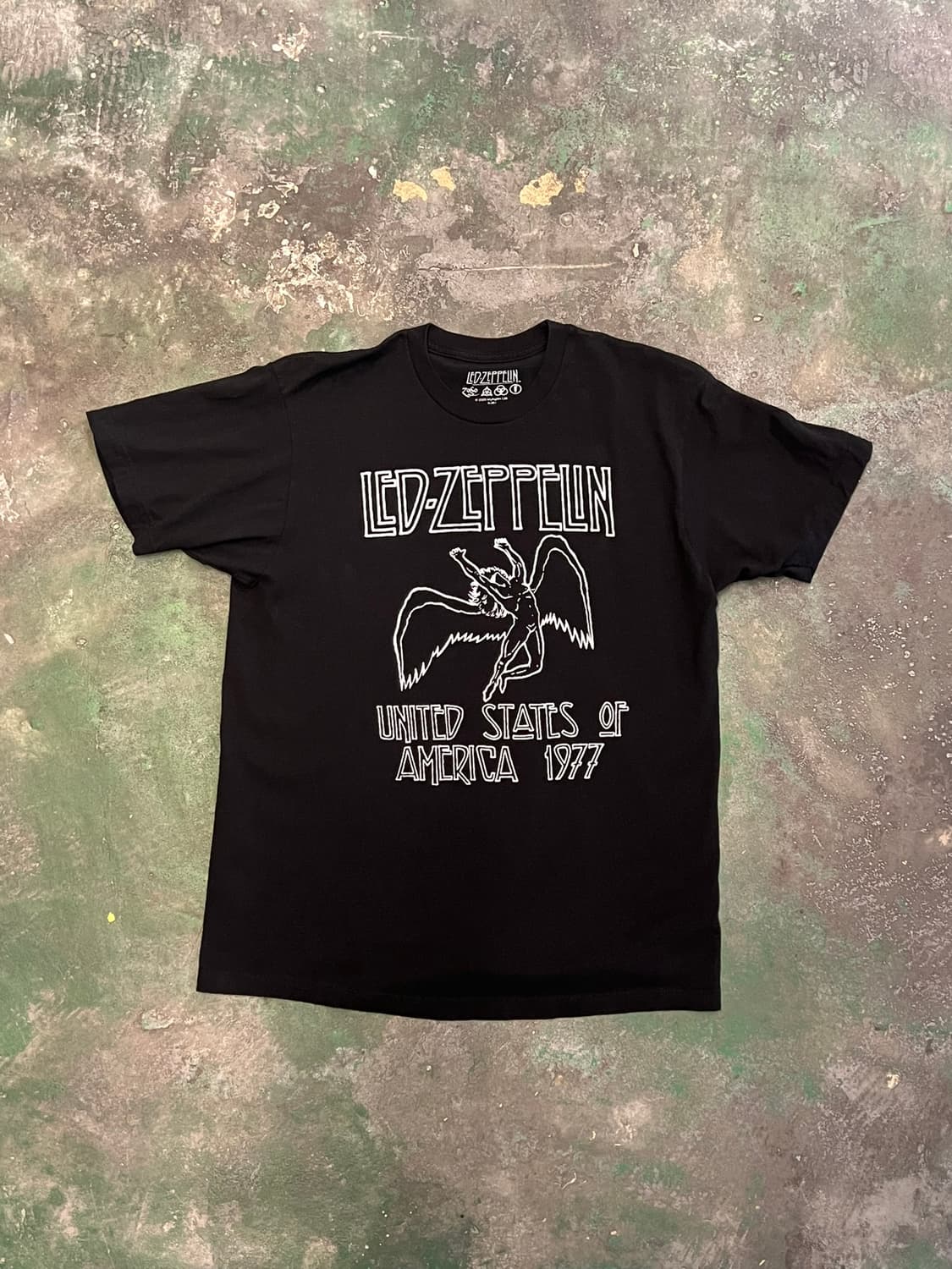 [L] 레드 제플린 1977 투어 티셔츠 밴드티 블랙 상품이미지1