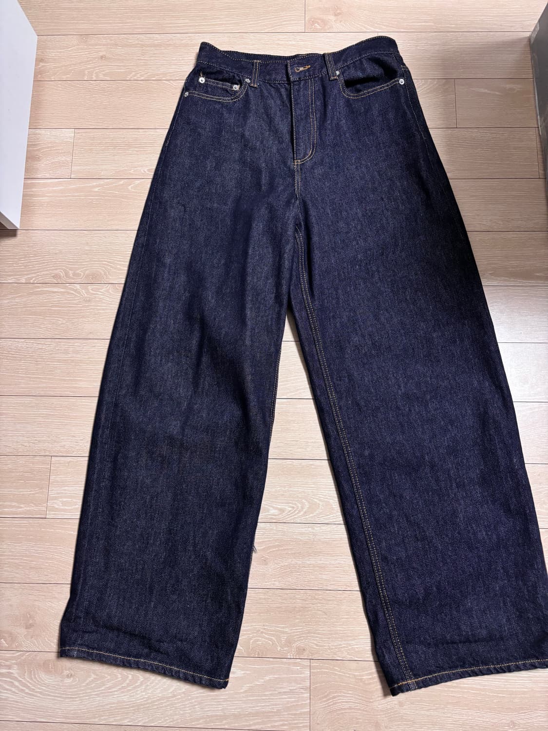 헬레네파리스 로고 니들 포인트 와이드 데님 팬츠 니들 핑크 상품이미지2