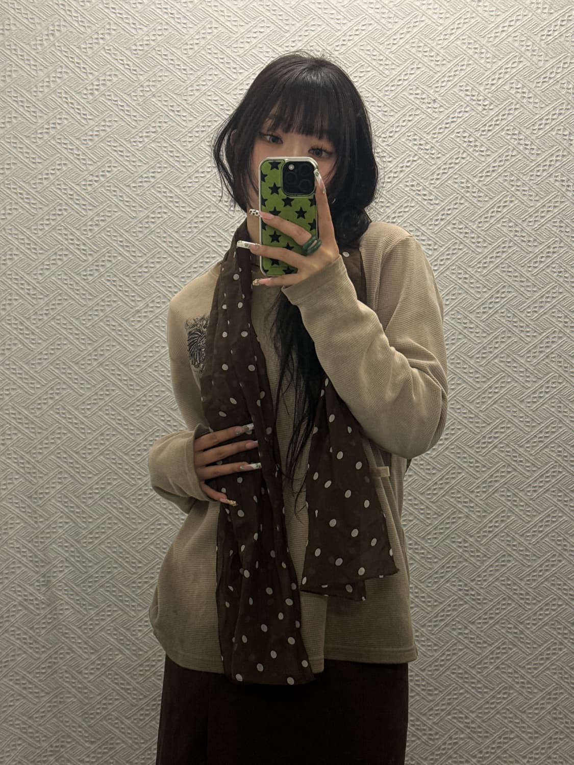 빈티지 모리걸 초코브라우니 땡땡이 도트 스카프 K0160 상품이미지1