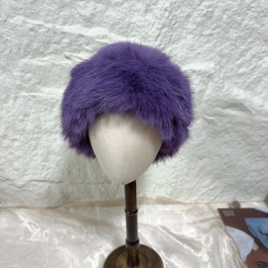 빈티지 다크보라 퍼 무스탕 모자 버킷햇 상품이미지1