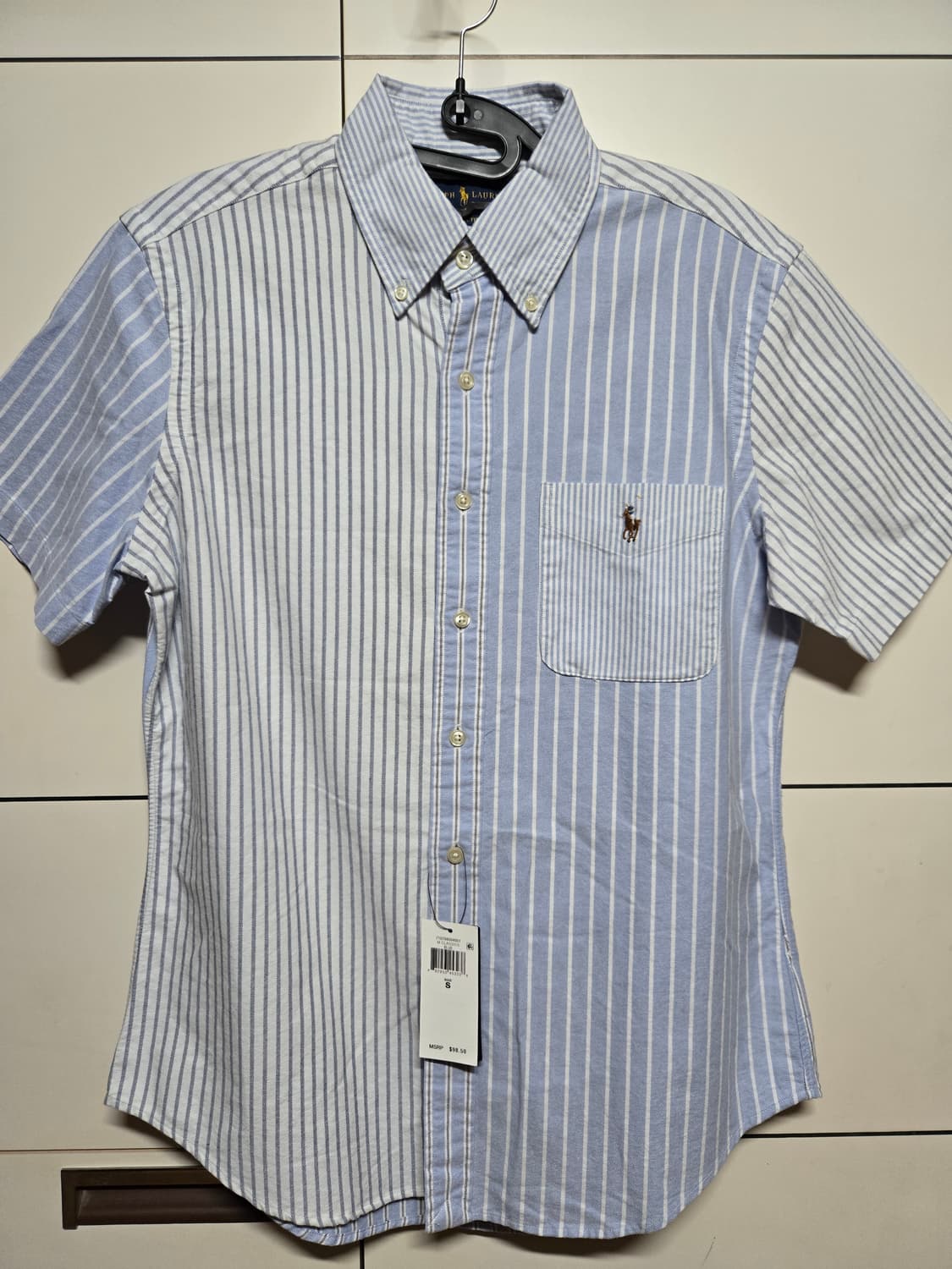 폴로랄프로렌 옥스포드 백색 스트라이프 반팔셔츠(새상품) 상품이미지1