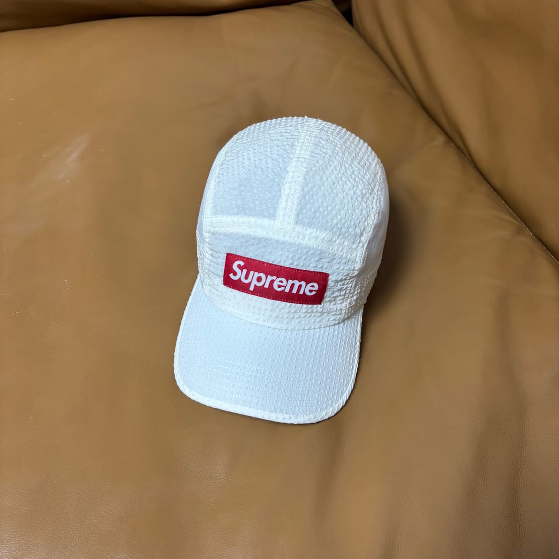 슈프림 캠프캡 모자 박스로고 시어서커 메쉬 화이트 상품이미지1