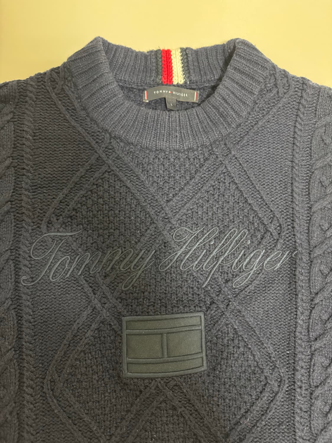 타미힐피거 남성 케이블 니트 네이비 상품이미지2