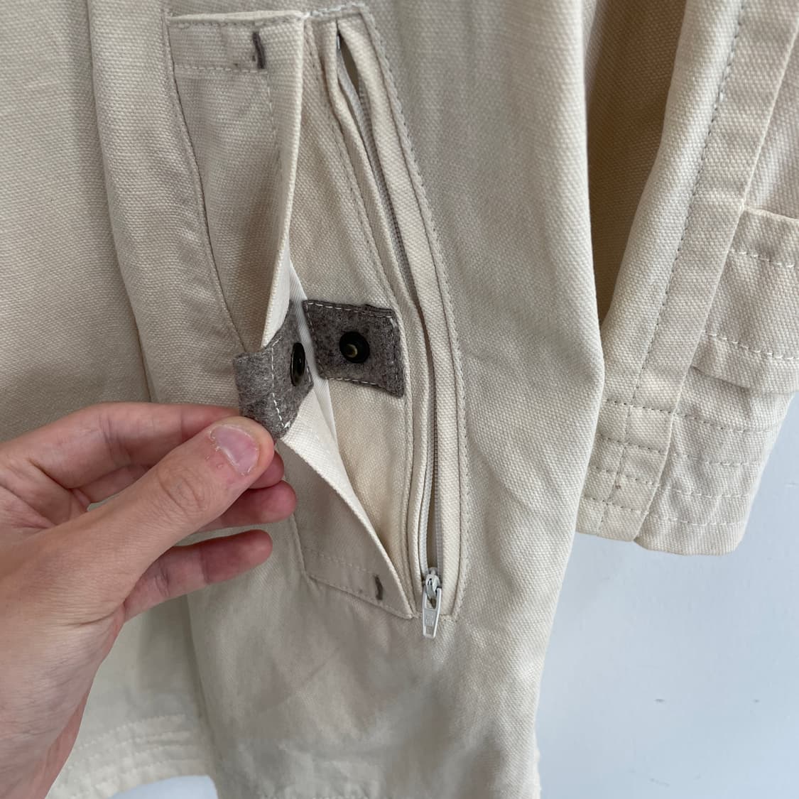 브루넬로 쿠치넬리 아이보리 코튼 더블 카 코트 상품이미지5