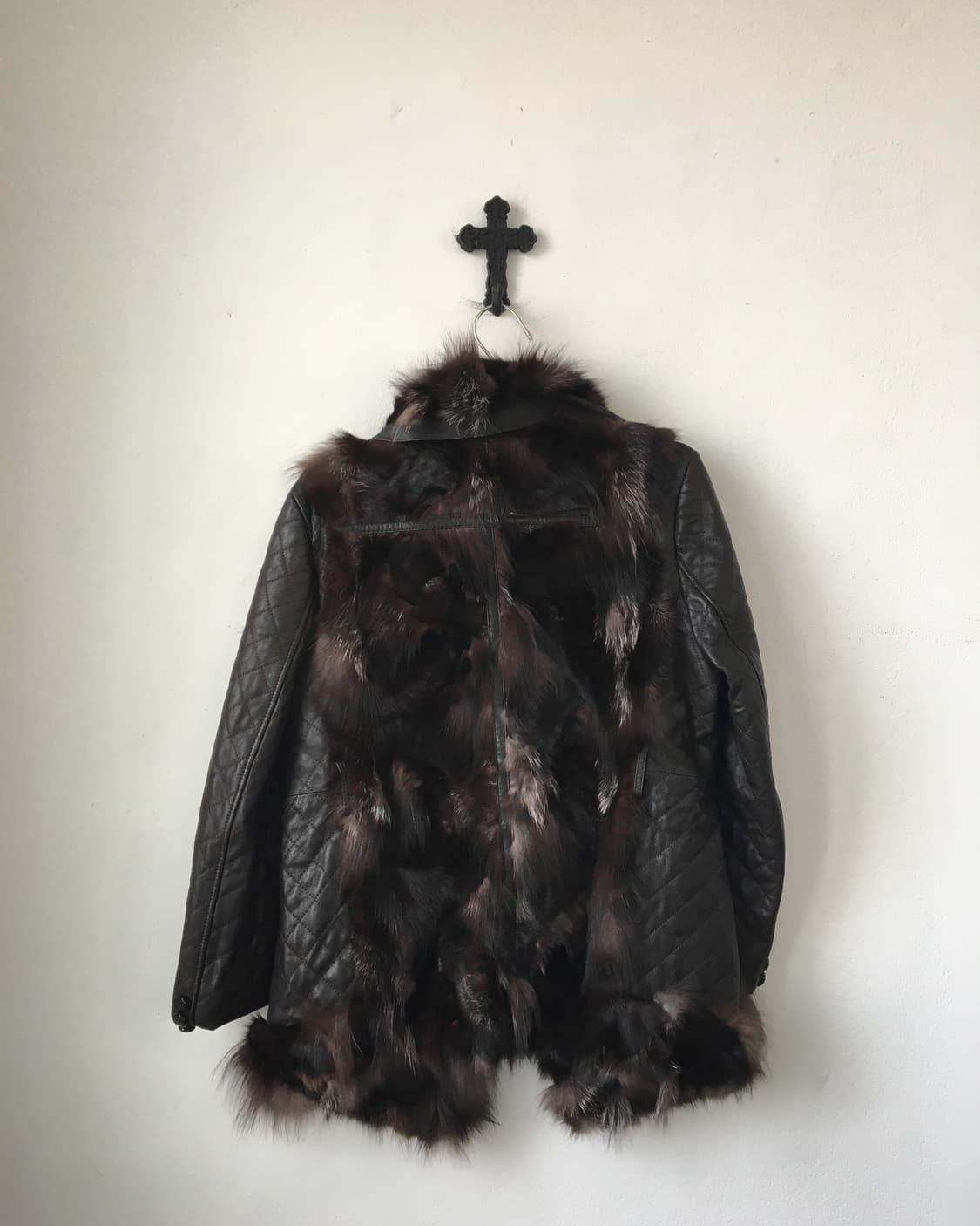 Fur layered leather jacket 상품이미지3