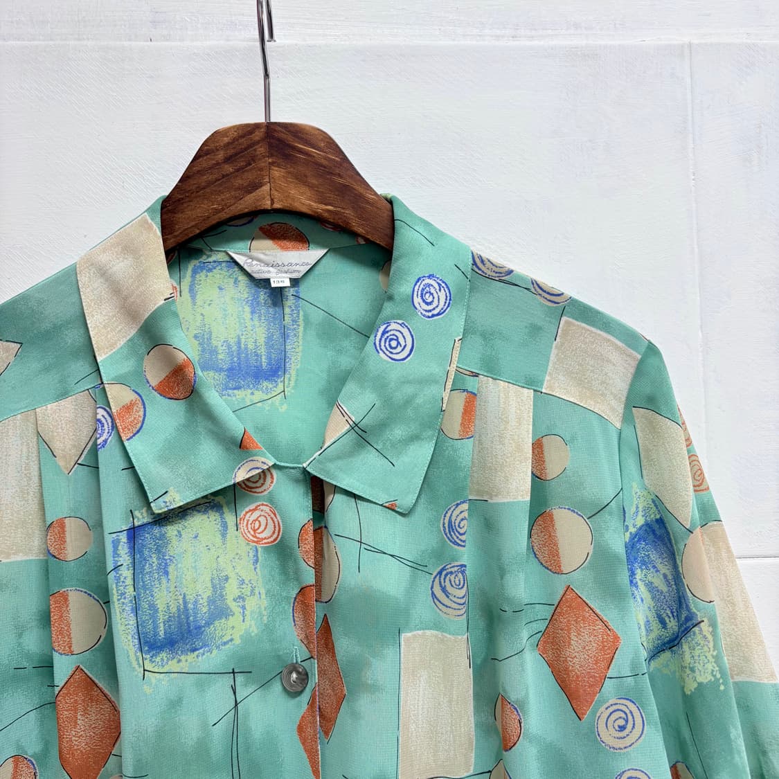 패턴 시스루 오픈카라 반팔 블라우스 JPN 상품이미지3