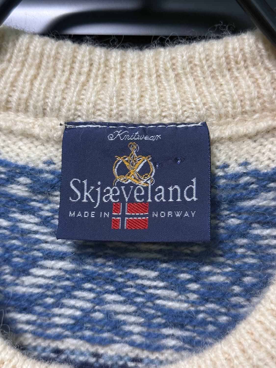 노르웨이 코위찬 눈 꽃 결정 노르딕 가디건 하늘색 아이보리 울 모 가디건 상품이미지5