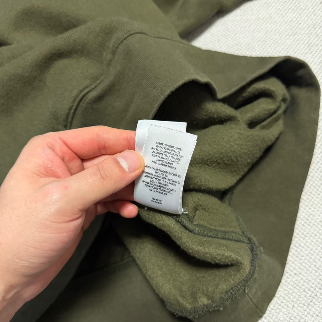 폴로 랄프로렌 올리브 기모 후드티 상품이미지5