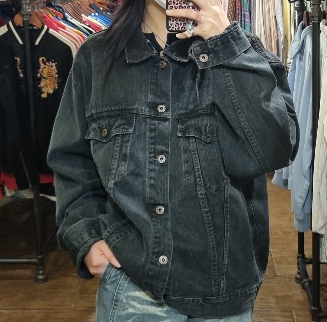 [Hi] vtg 빈티지 데님 자켓 블랙 상품이미지3