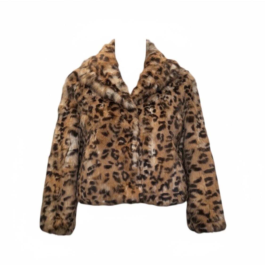 컬렉트포인트 레오파드 퍼 숏자켓 히든후크 숄칼라 디테일 상품이미지1