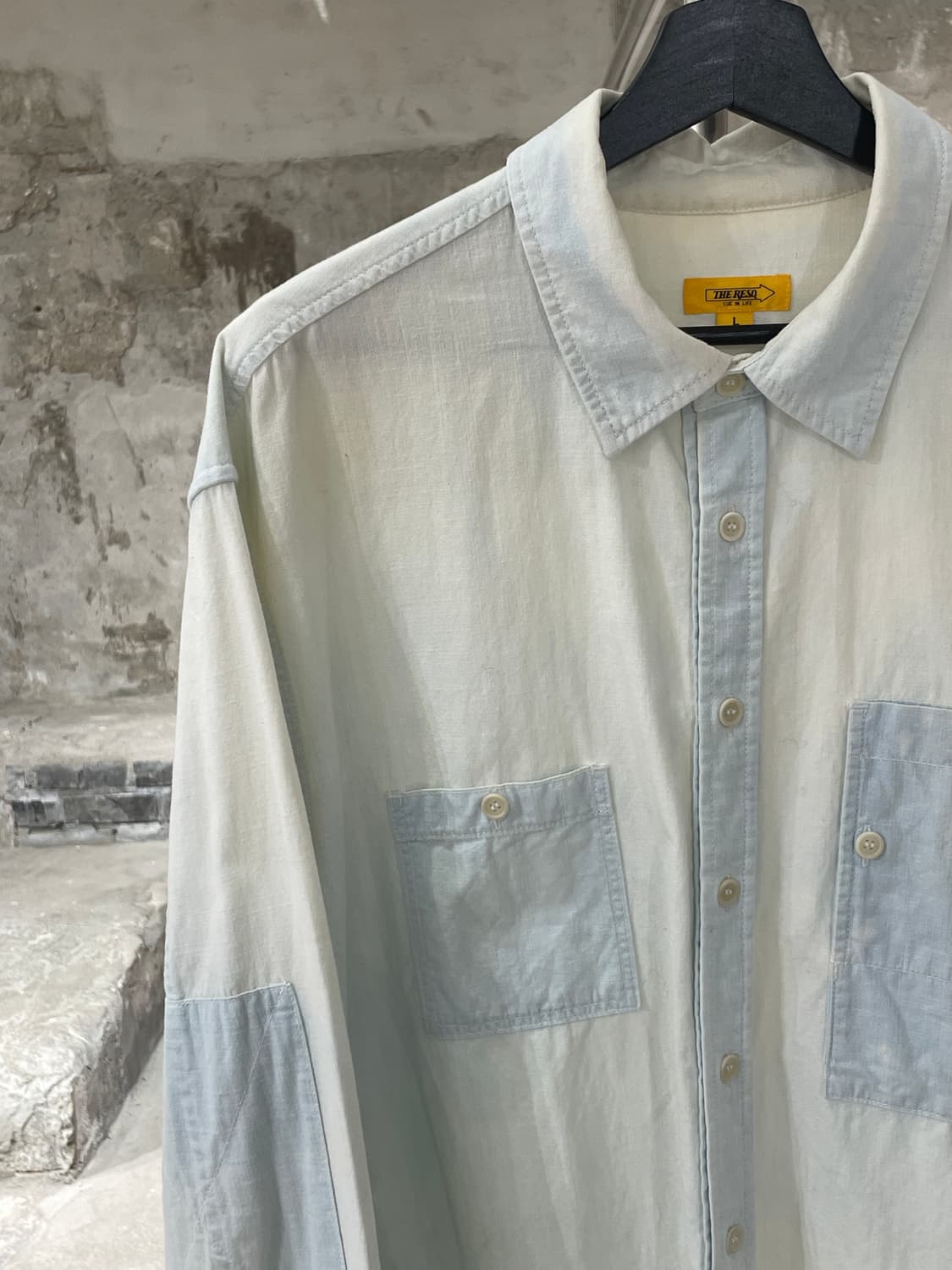 더레스큐 파우더 워싱 패치 샴브레이 셔츠 상품이미지2