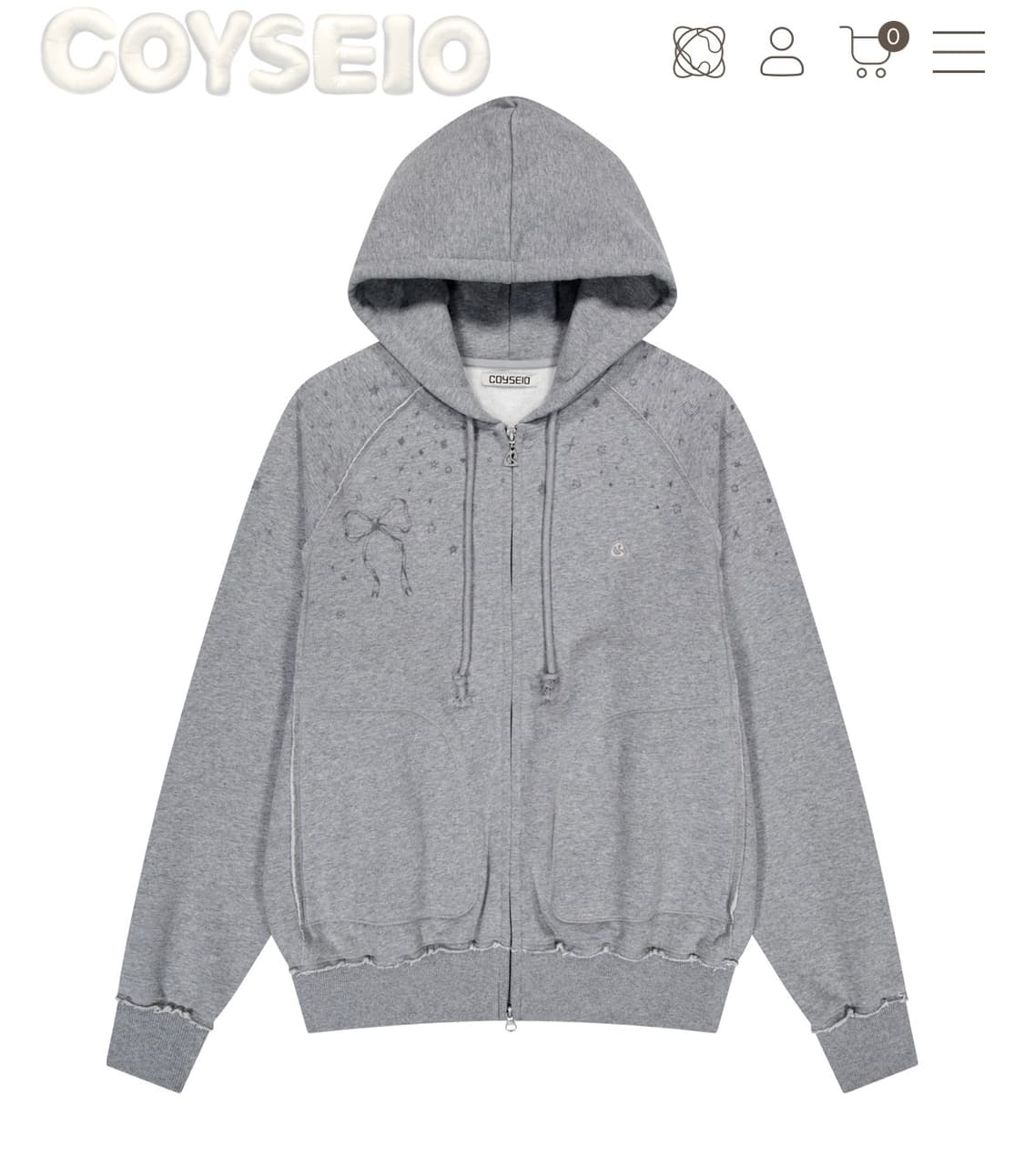 코이세이오 트윙클 후드집업 멜란지그레이 상품이미지1