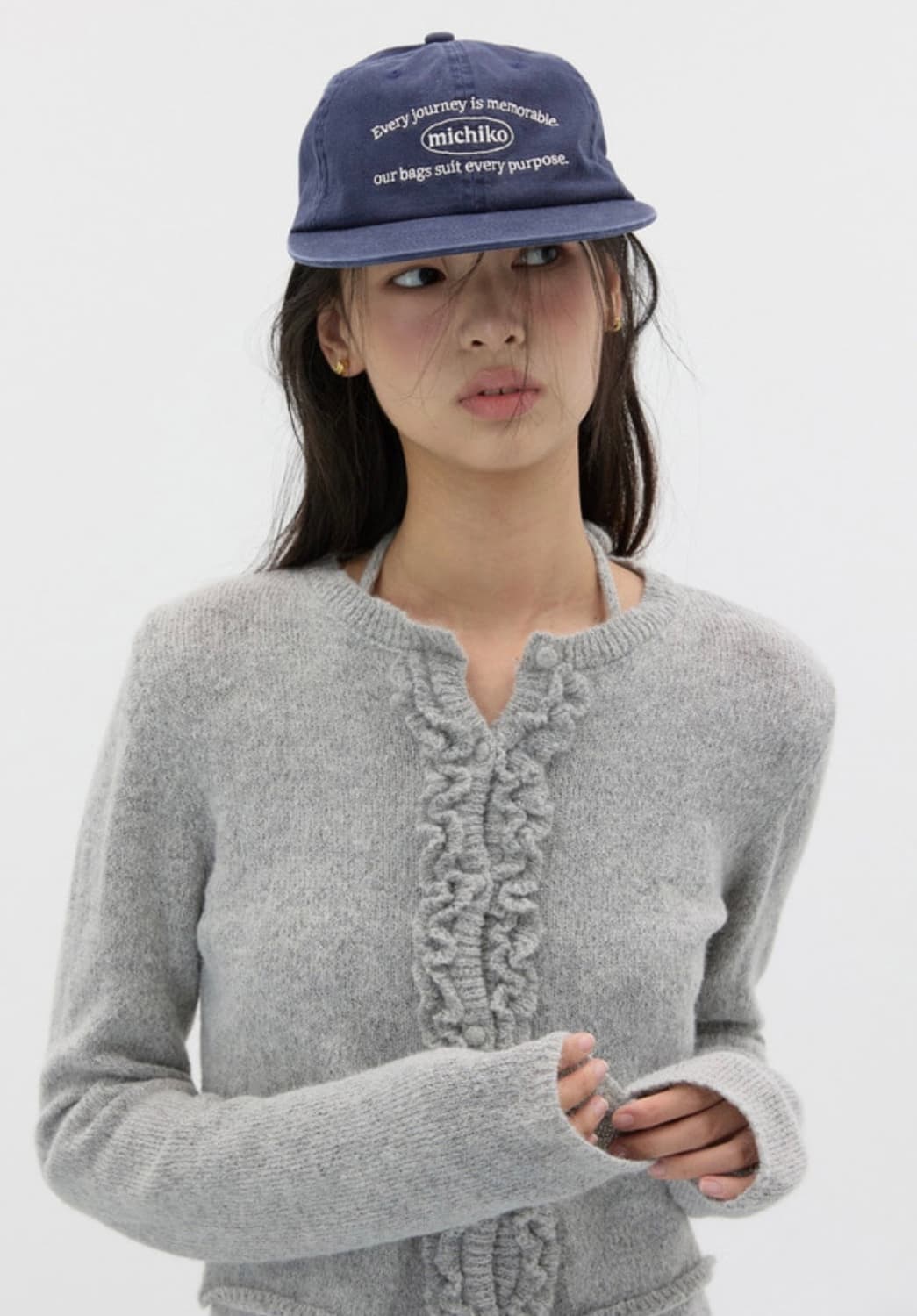 미치코런던 러플 울 니트 가디건 세트 그레이 상품이미지2