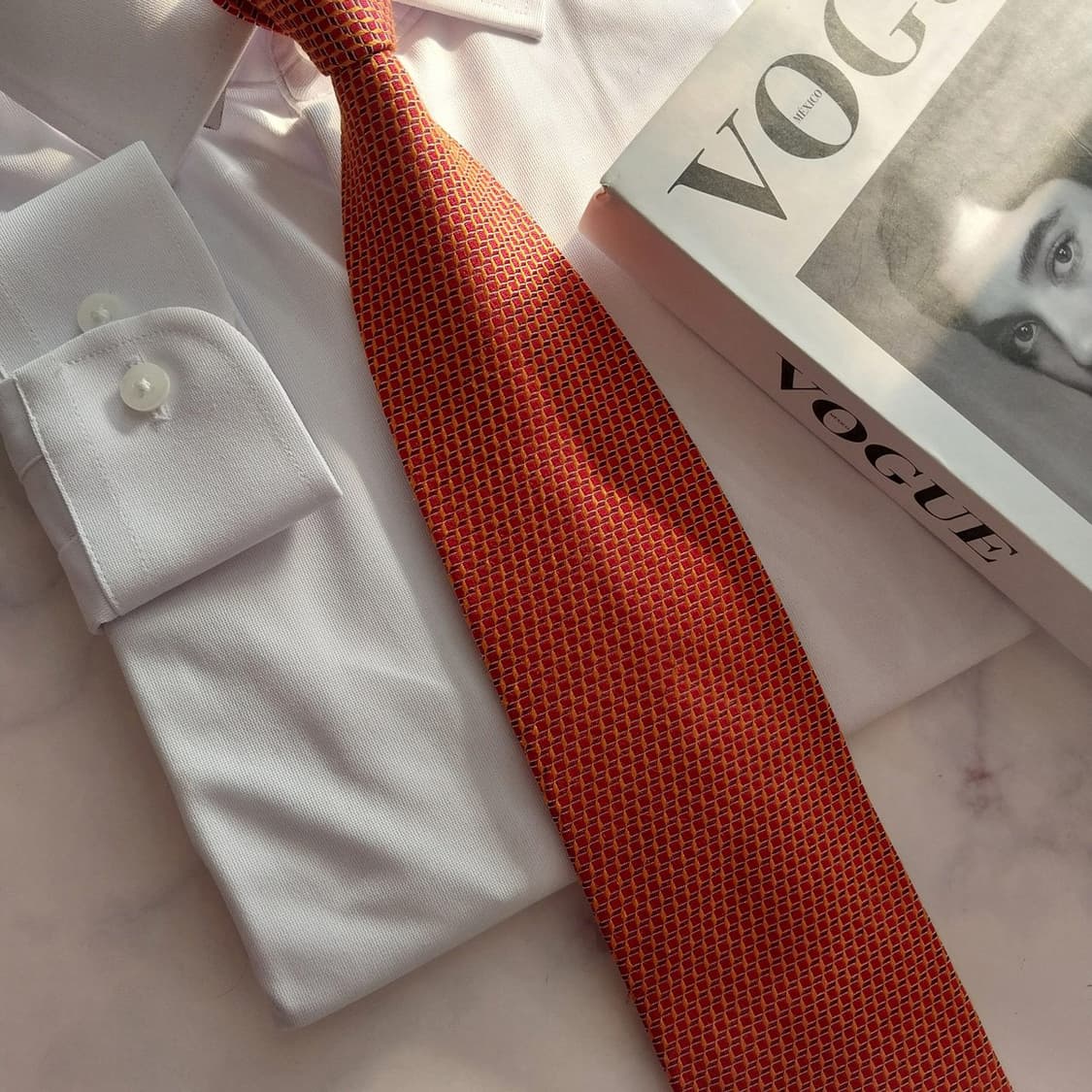 폴스튜어트 실크 오렌지 자카드 넥타이 8.3cm A등급 K1316
 상품이미지9