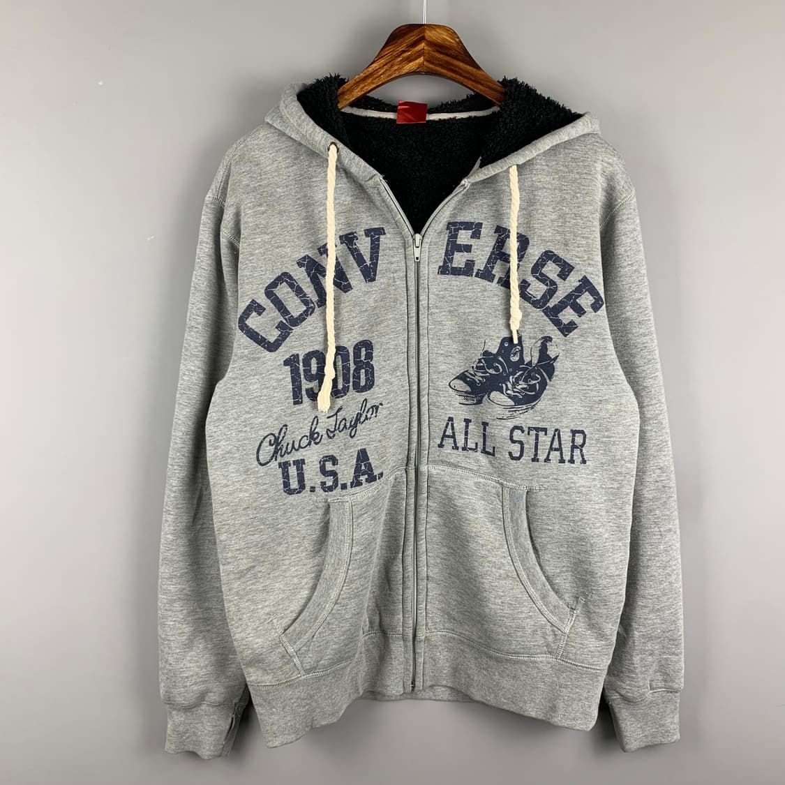 컨버스 y2k 와투케 기모 그레이 후드집업 상품이미지2