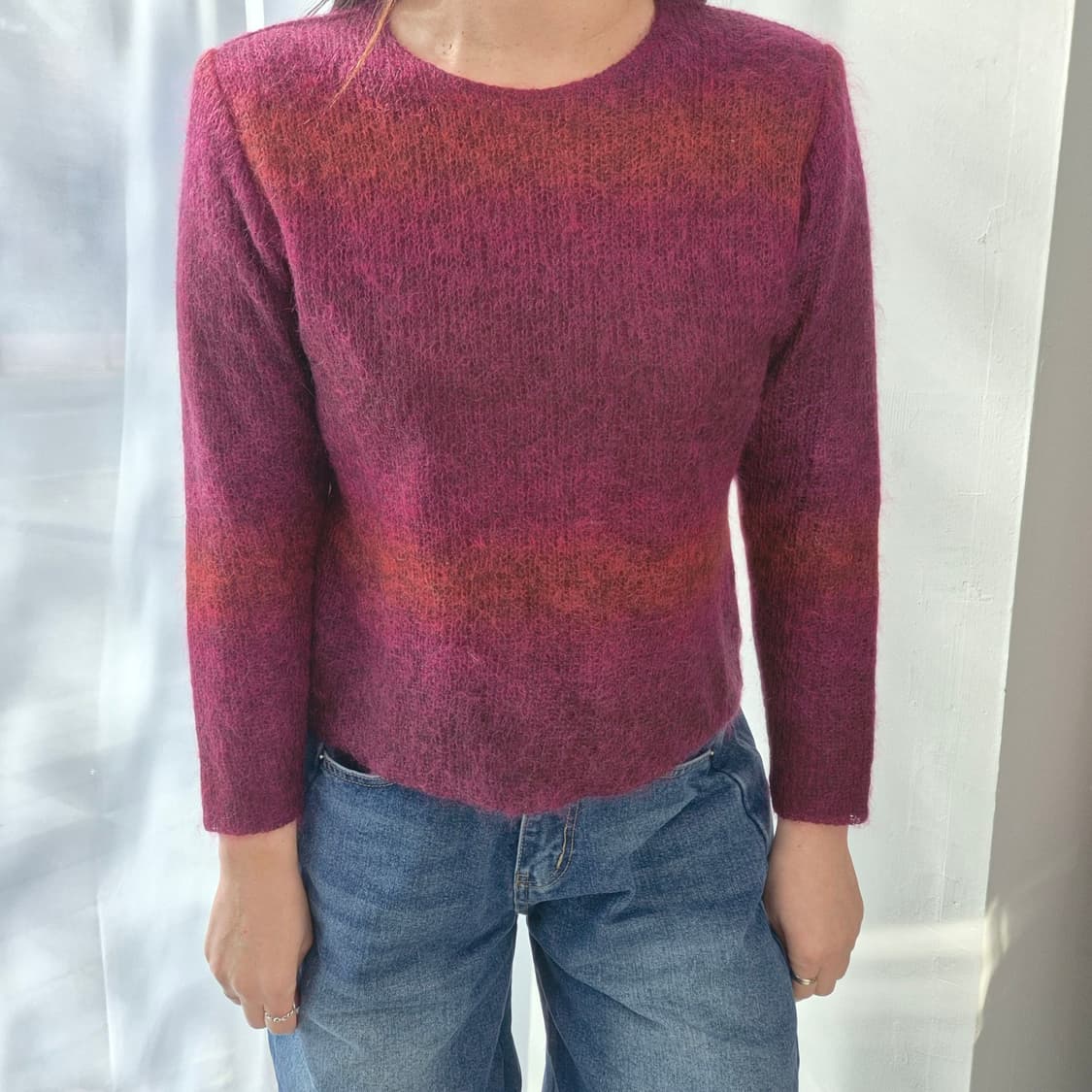 딥퍼플 그라데이션 모헤어 블렌드 니트 상품이미지1