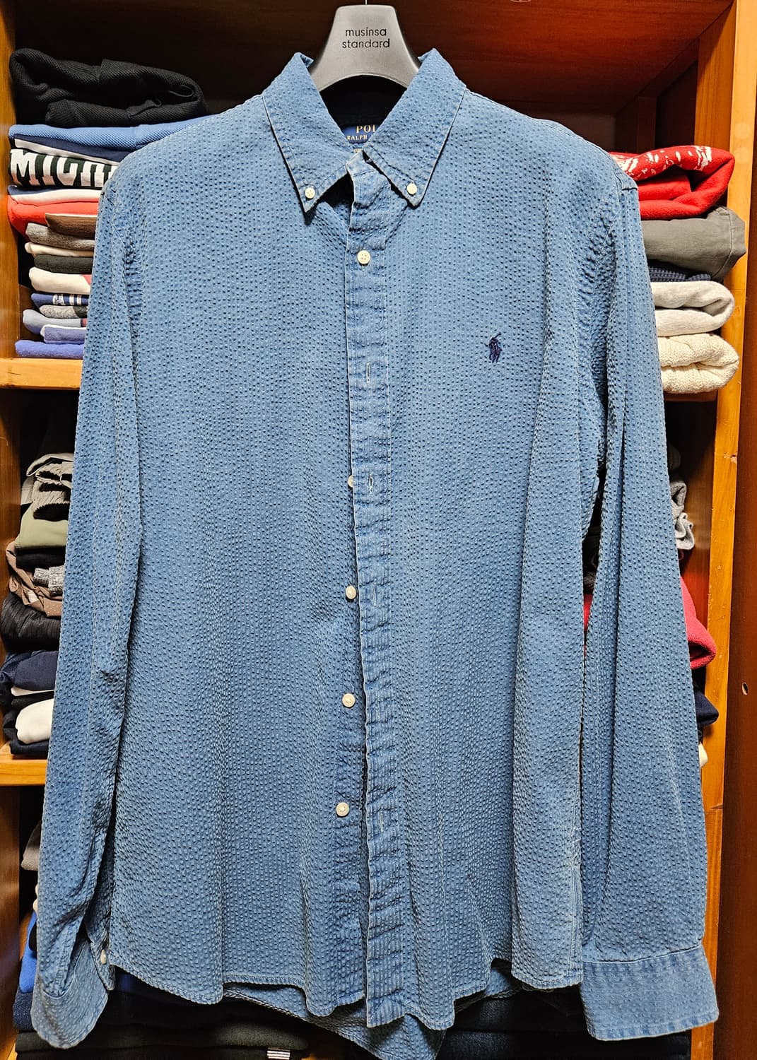 [L] 폴로 랄프로렌 인디고 시어서커 셔츠 상품이미지1