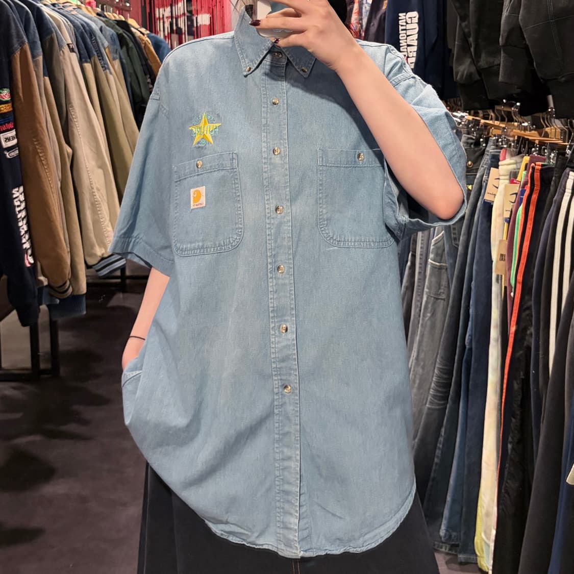 [IM] Carhartt 칼하트 데님 반팔 셔츠 연청 상품이미지1