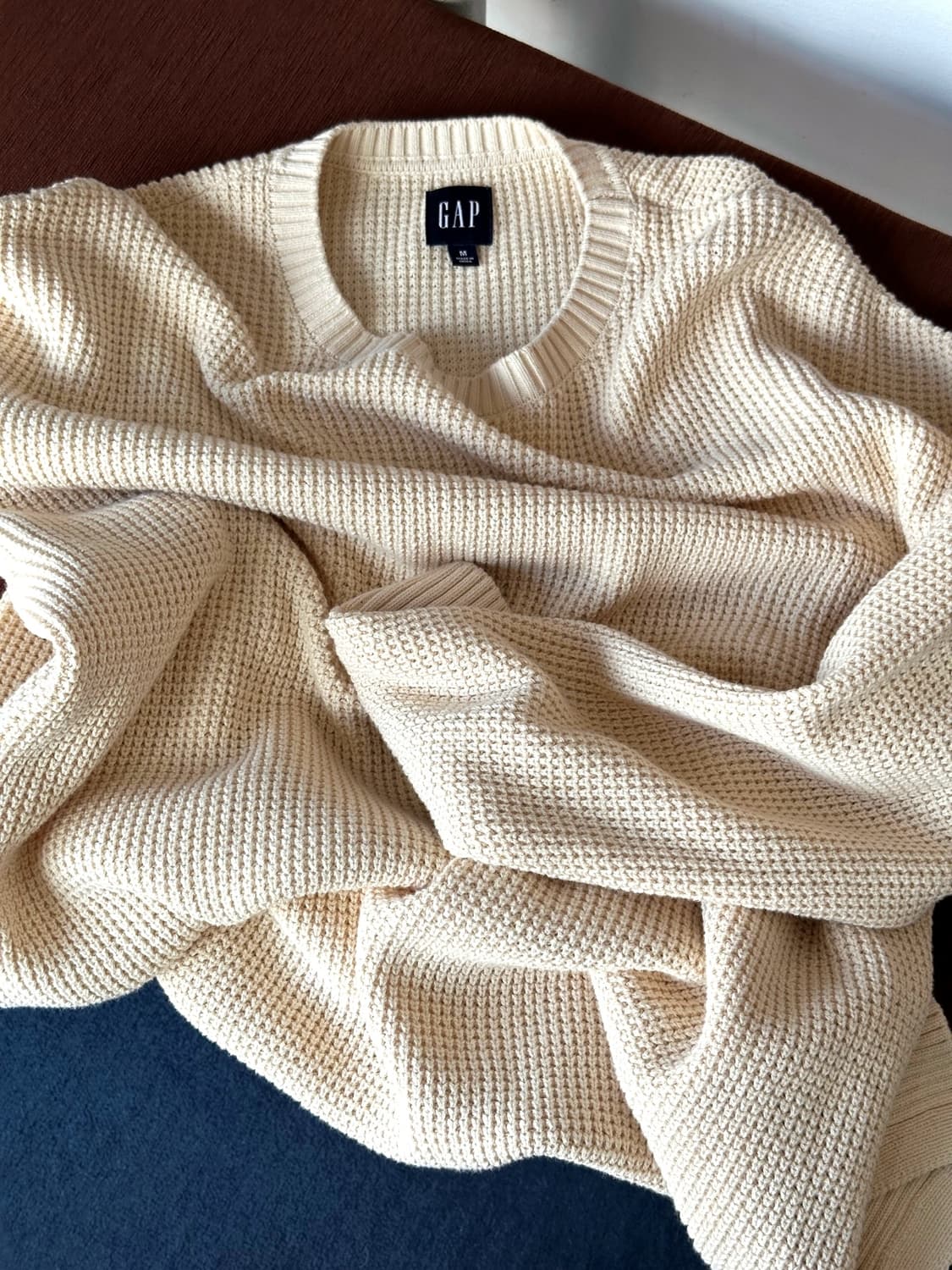 Cotton loose woven crew neck knit P/O 상품이미지1