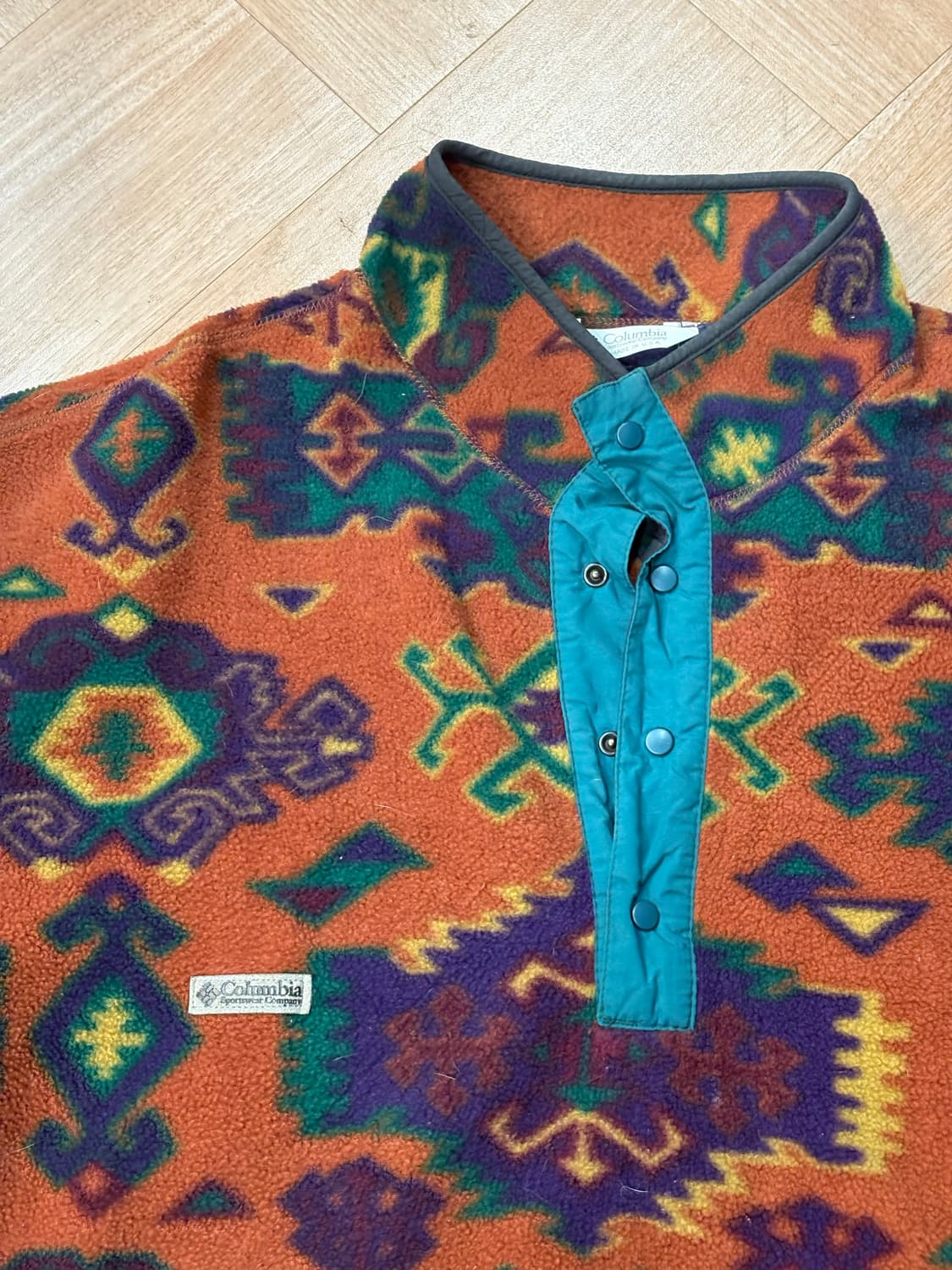 [XL] 90s USA 콜롬비아 아즈텍 플리스 후리스 상품이미지3